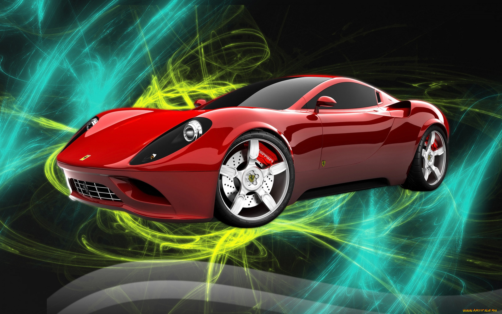 red, ferrari, автомобили, 3д, красота, стиль, автомобиль