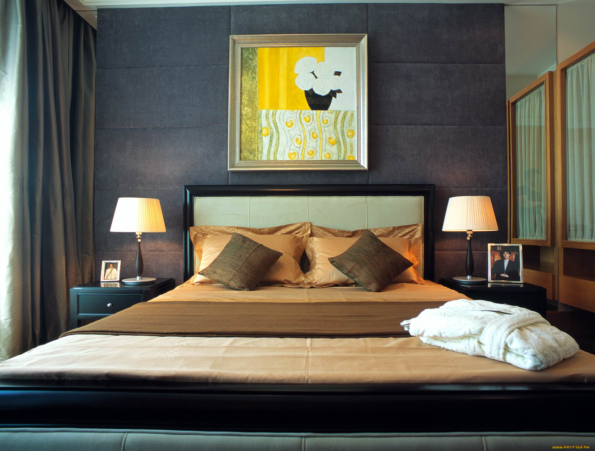 интерьер, спальня, кровать, подушки