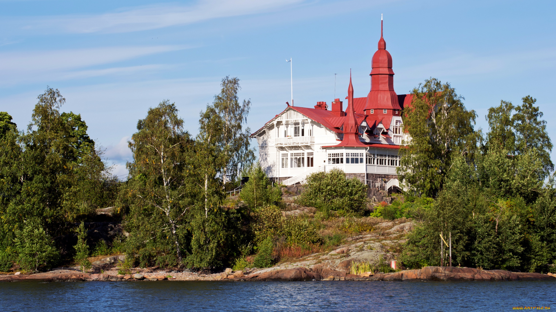 города, хельсинки, финляндия, дома, деревья, река