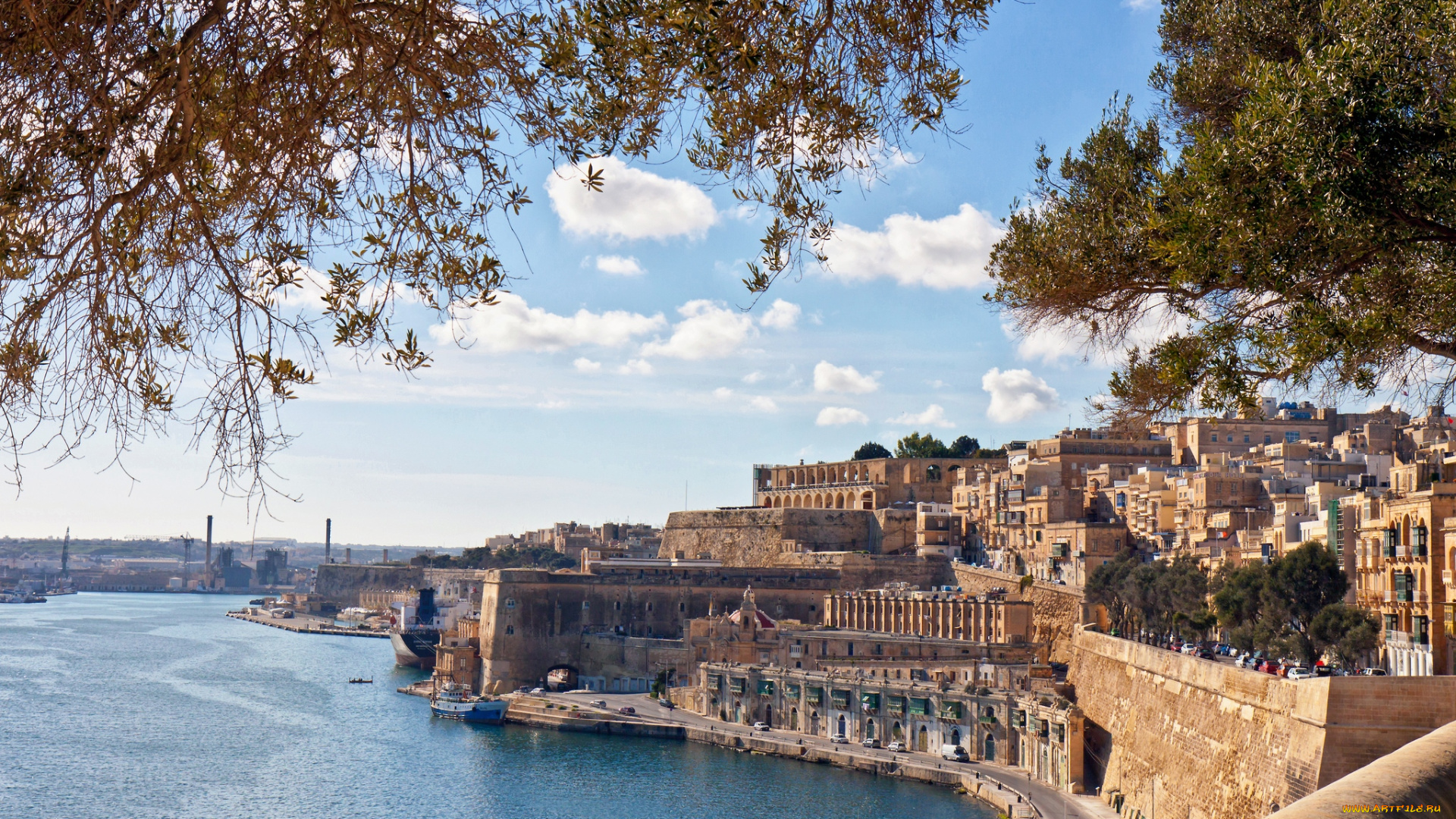 города, валетта, мальта, панорама, море