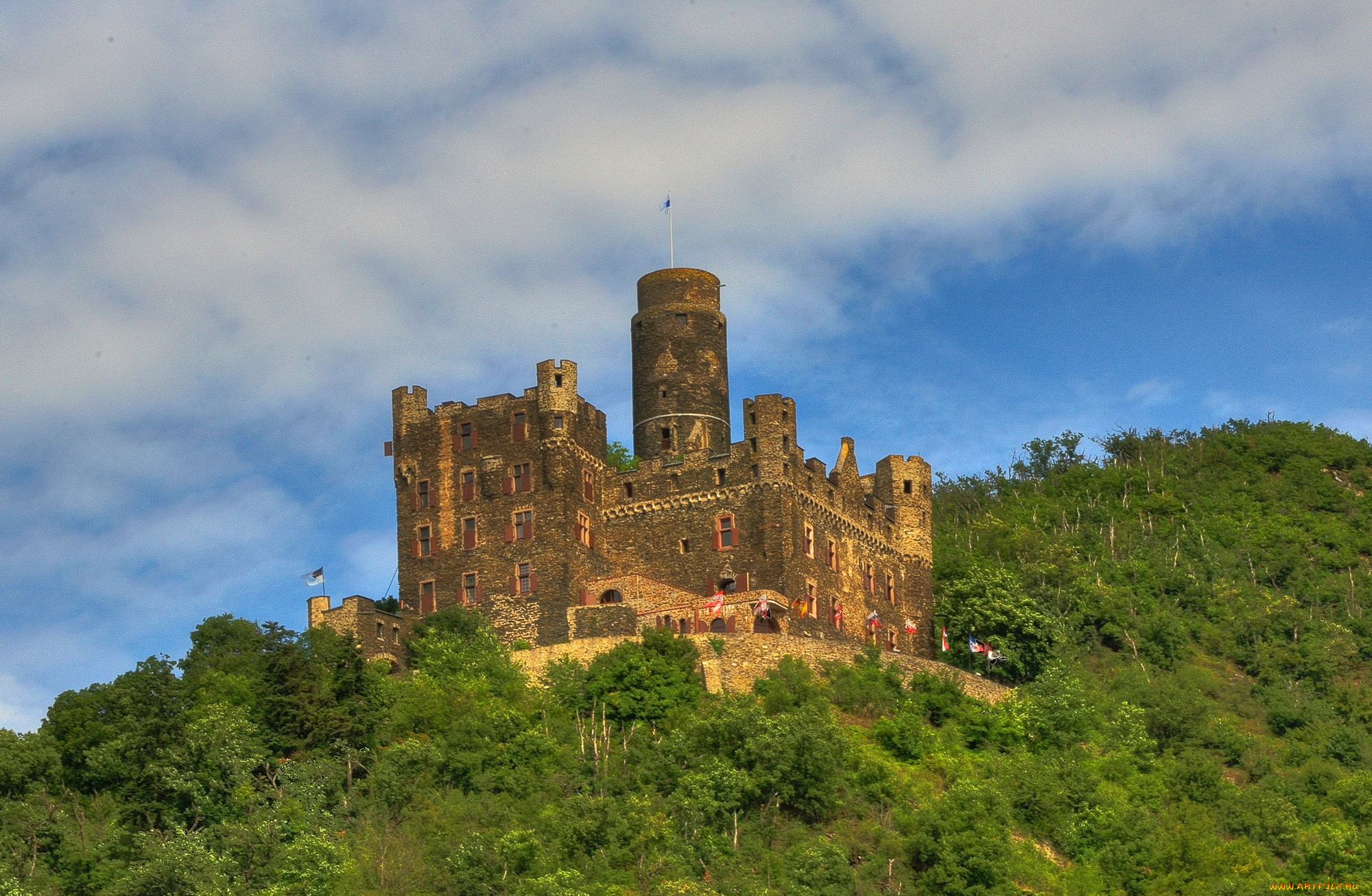 германия, burg, maus, города, дворцы, замки, крепости, деревья, гора, замок