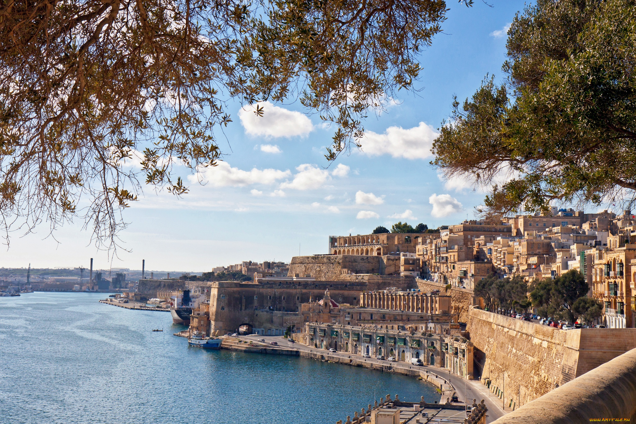 города, валетта, мальта, панорама, море