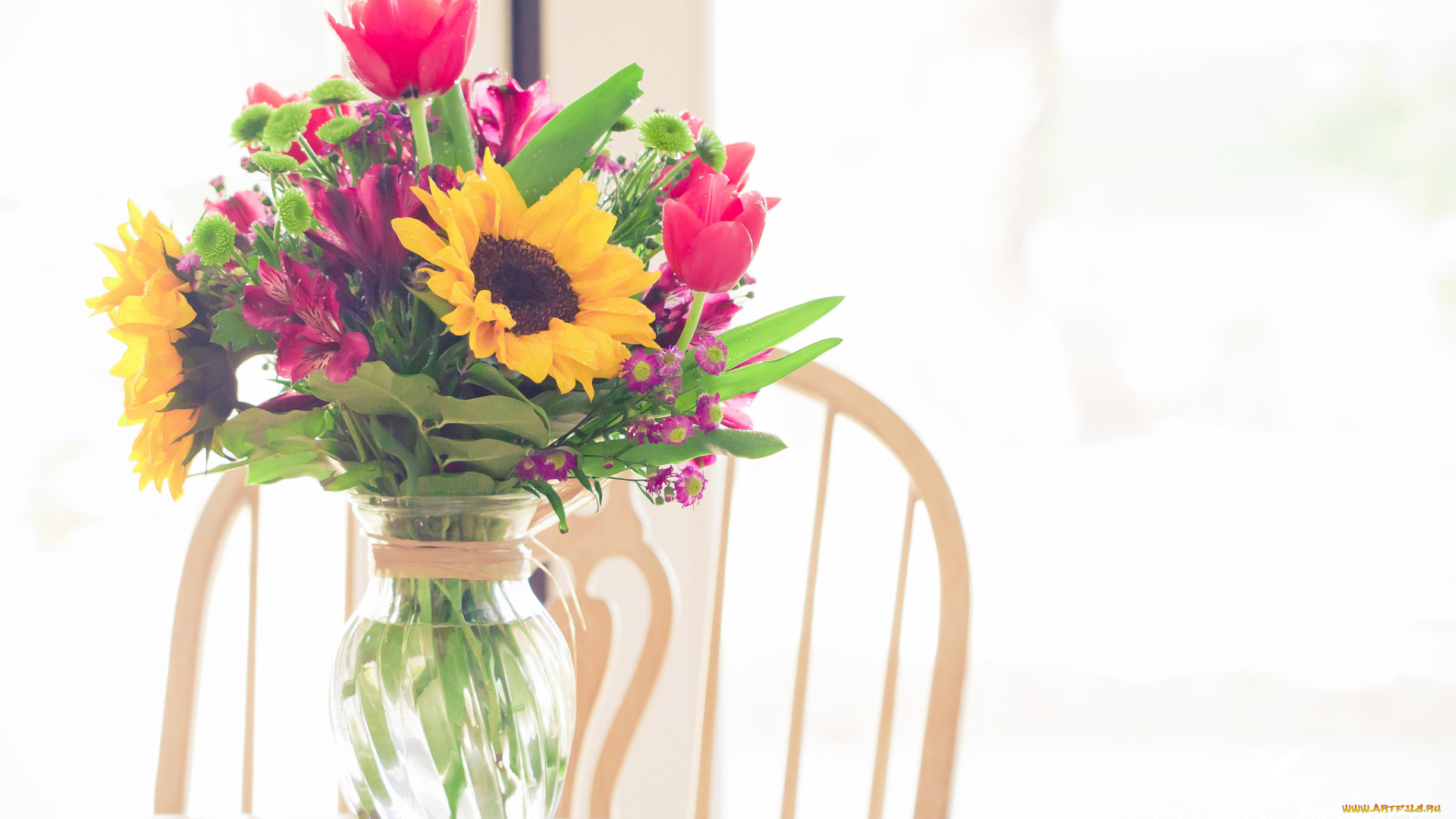 цветы, букеты, , композиции, ваза, подсолнух, тюльпаны, букет