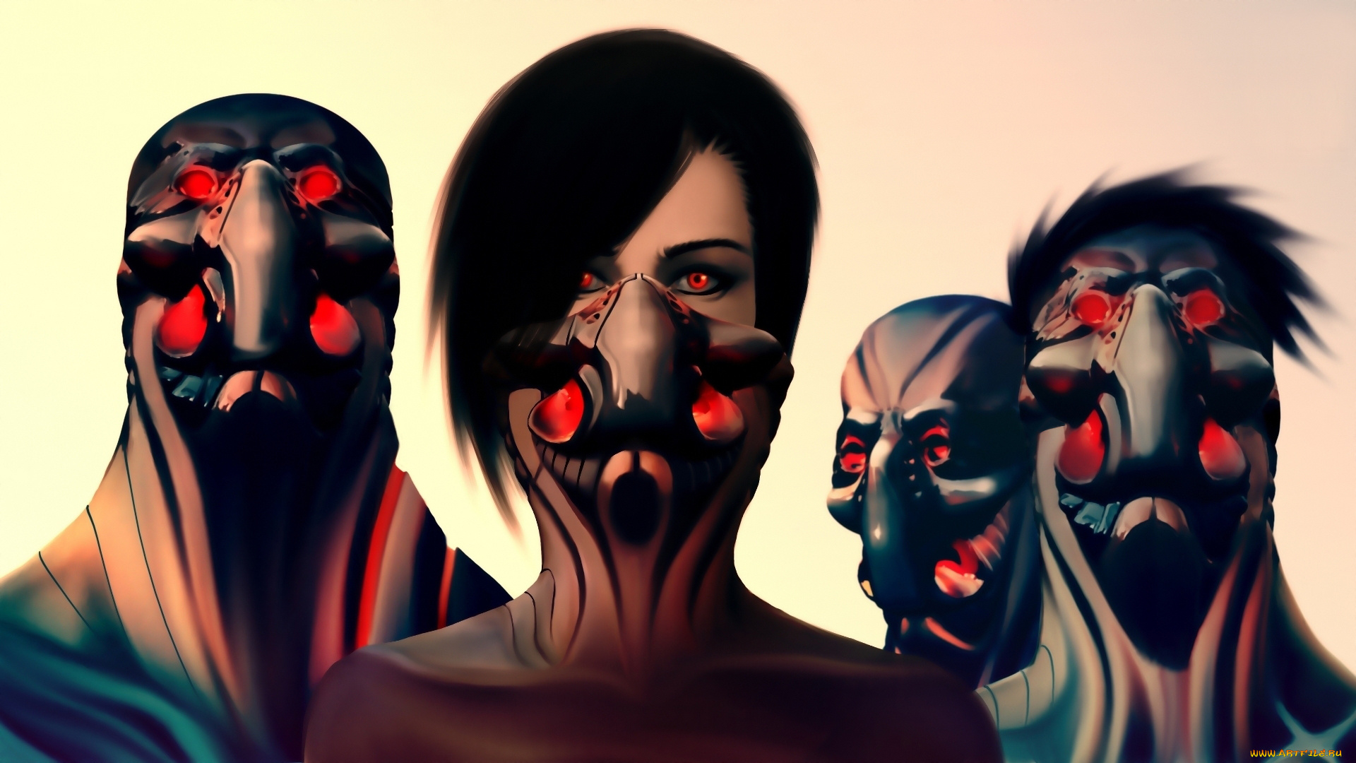 фэнтези, существа, скафандры, девушка