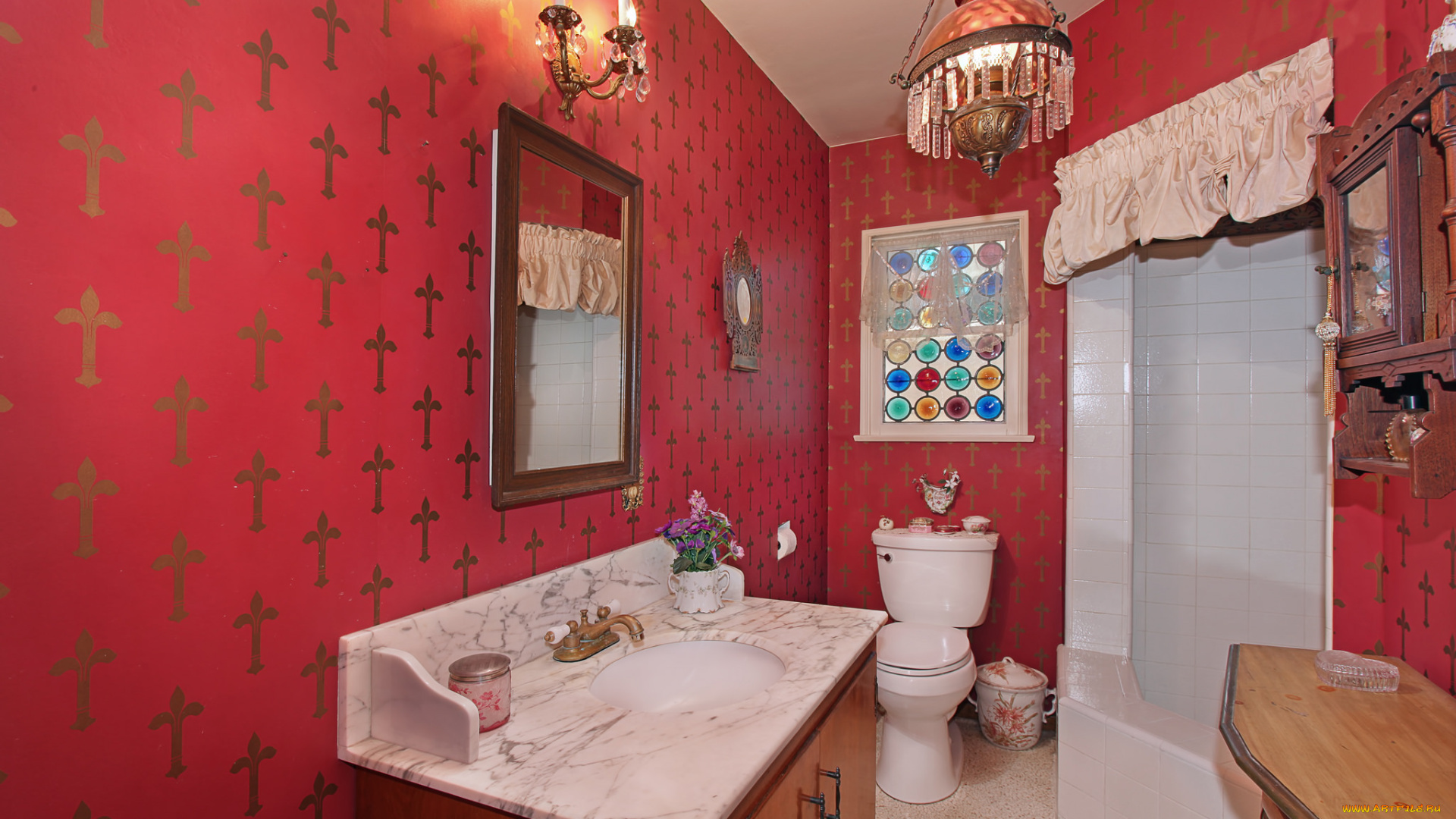 интерьер, ванная, и, туалетная, комнаты, дизайн, стиль, ванная