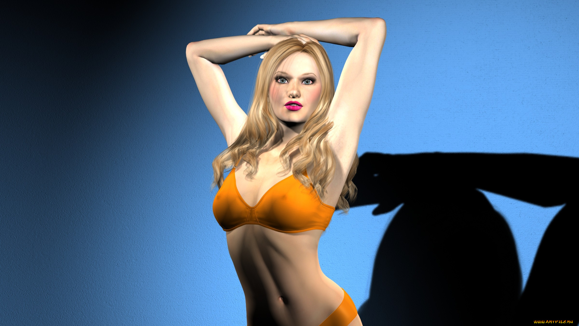 3д, графика, люди, , people, девушка, взгляд, фон, блондинка