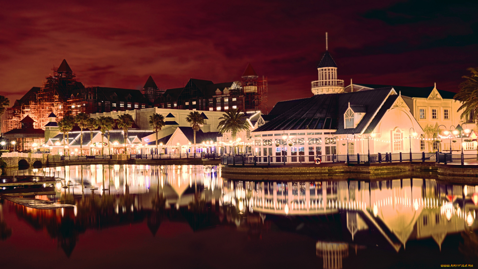 города, -, огни, ночного, города, южная, африка, порт-элизабет, ночь, огни, зарево