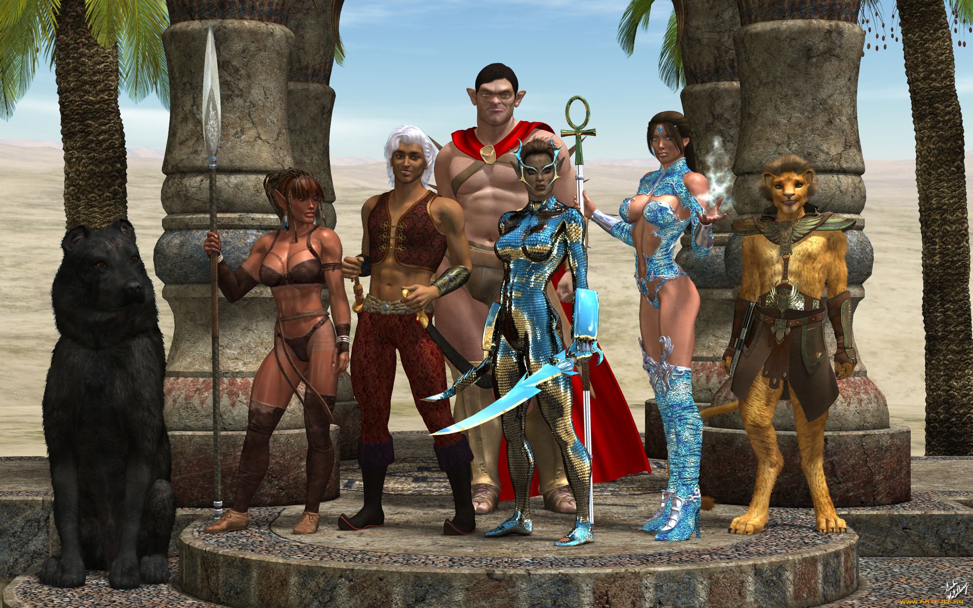 3д, графика, фантазия, , fantasy, троли, фон, взгляд, девушки, оружие