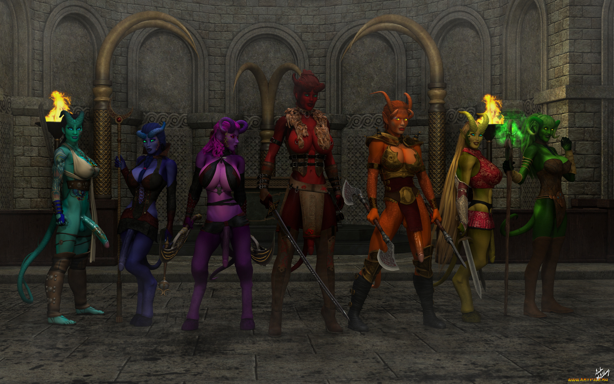 3д, графика, существа, , creatures, оружие, кастаники, взгляд, фон