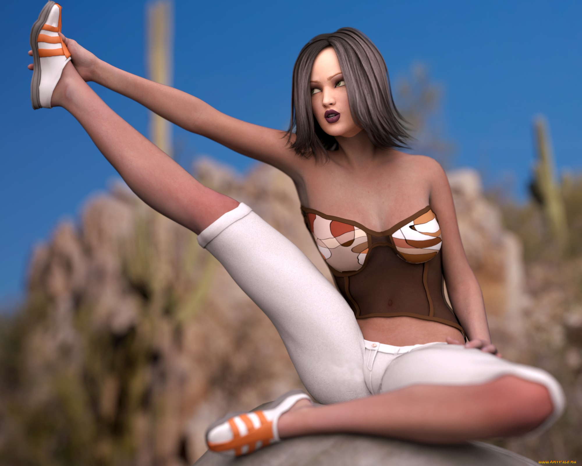 3д, графика, люди, , people, взгляд, девушка, поза, фон