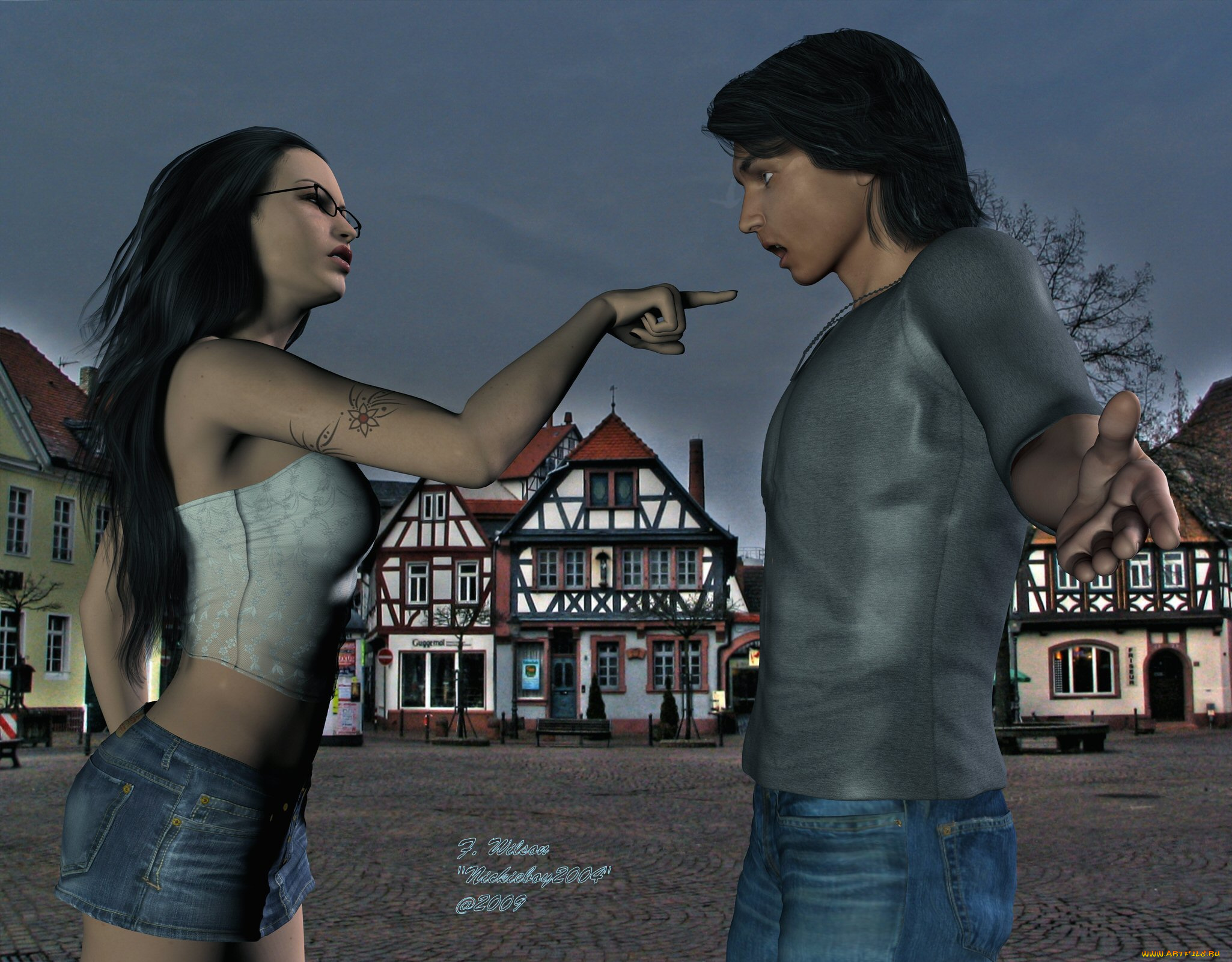 3д, графика, люди, , people, девушка, взгляд, фон, парень