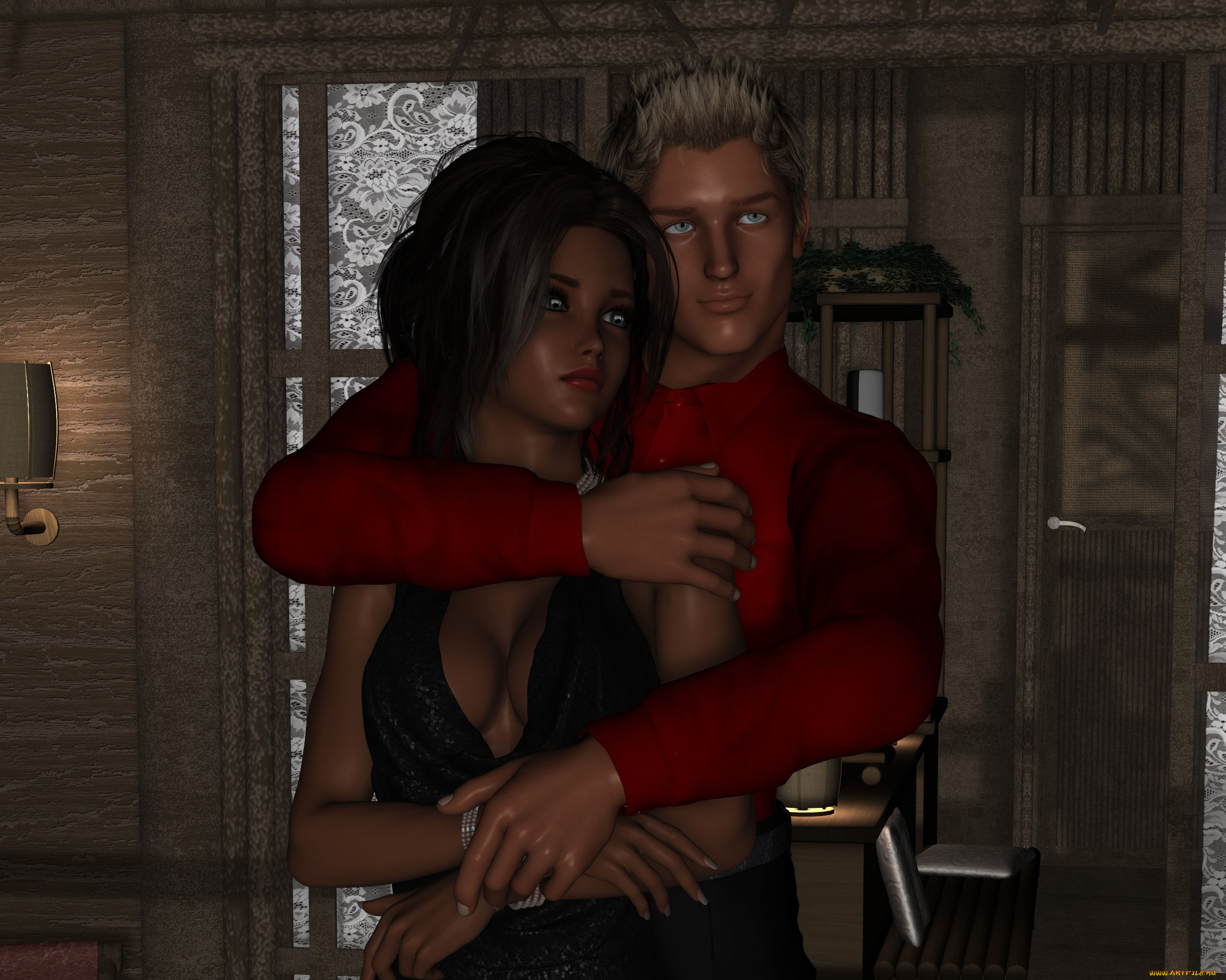 3д, графика, романтика, , romantics, мужчина, фон, взгляд, девушка