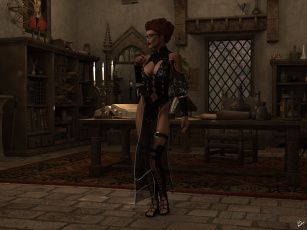 обоя 3д графика, люди , people, свечи, девушка, книга, взгляд, фон, интерьер, стол