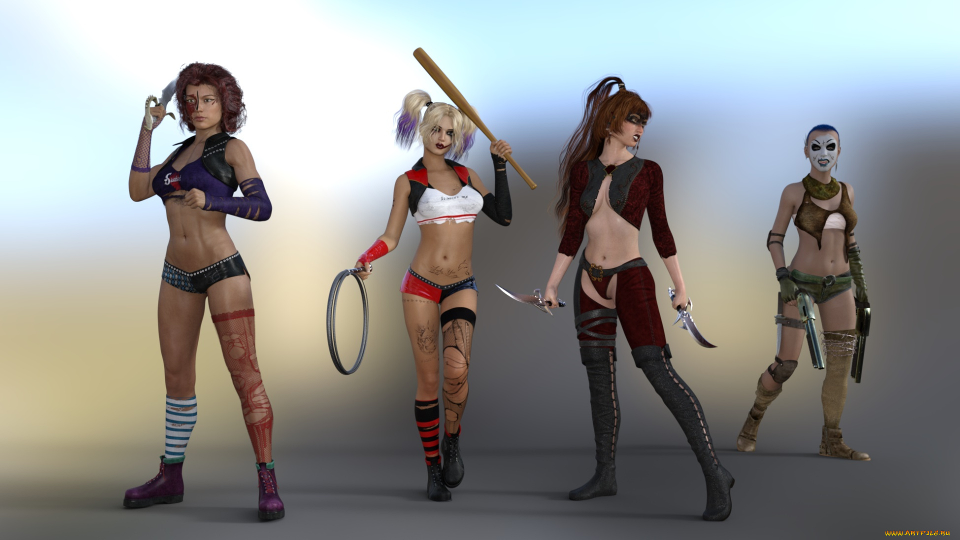 3д, графика, фантазия, , fantasy, девушки, фон, взгляд