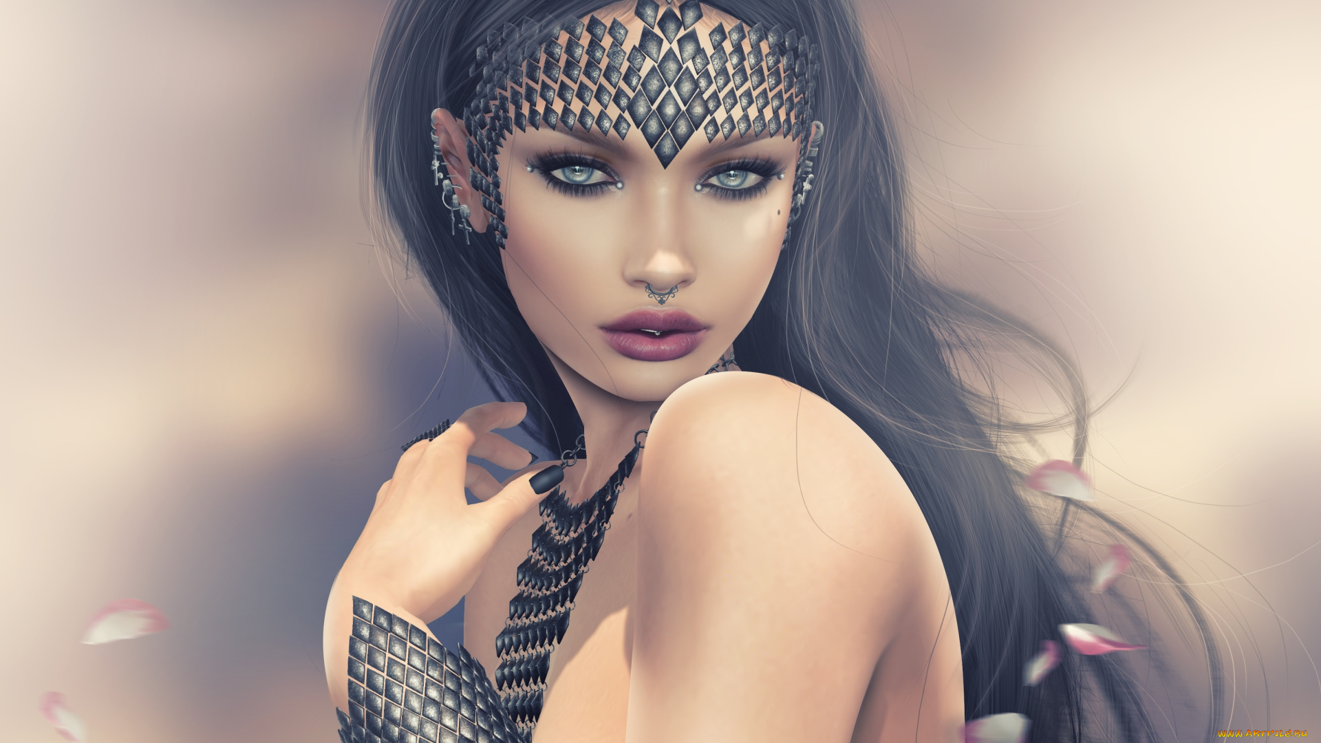 3д, графика, портрет, , portraits, волосы, девушка, украшения