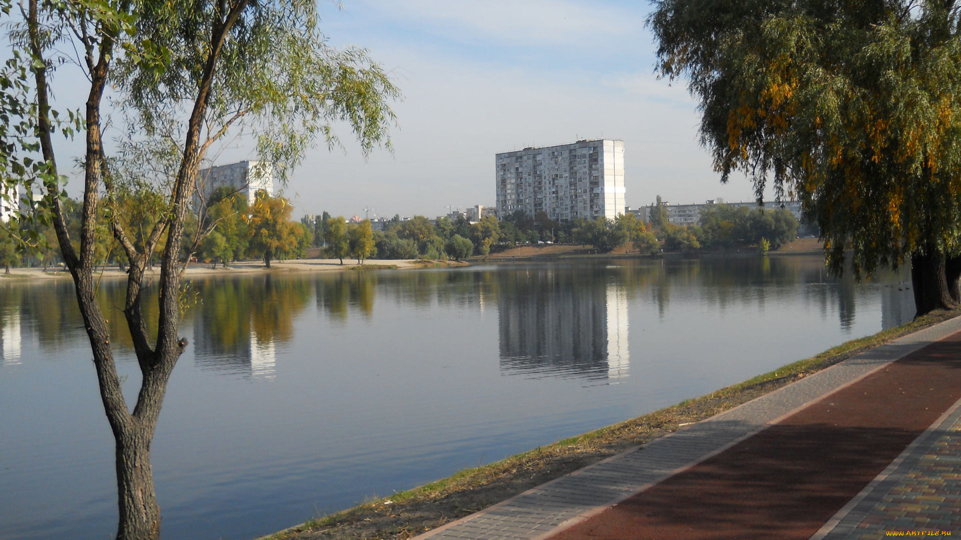 озеро, тельбин, города, -, улицы, , площади, , набережные, киев, осень, озеро, тельбин, аллея