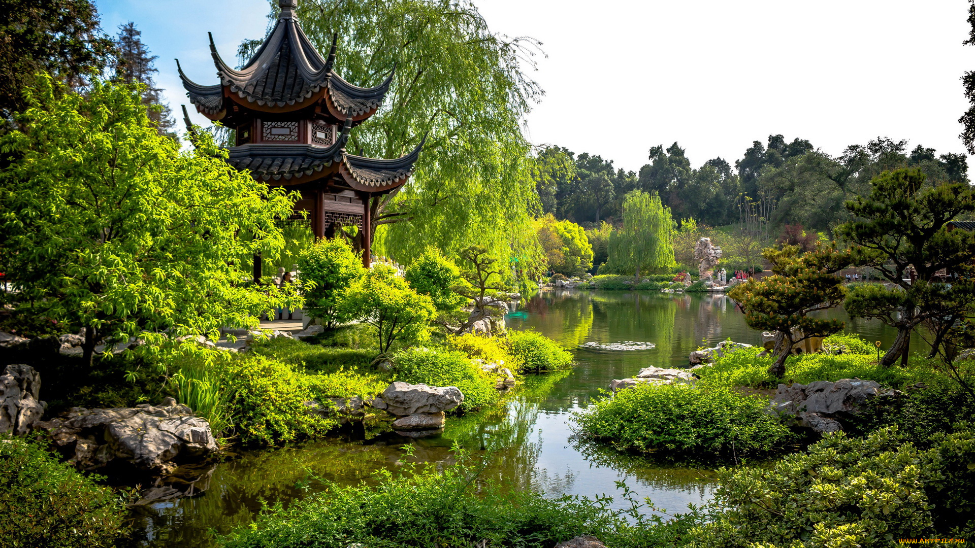 природа, парк, камни, водоем