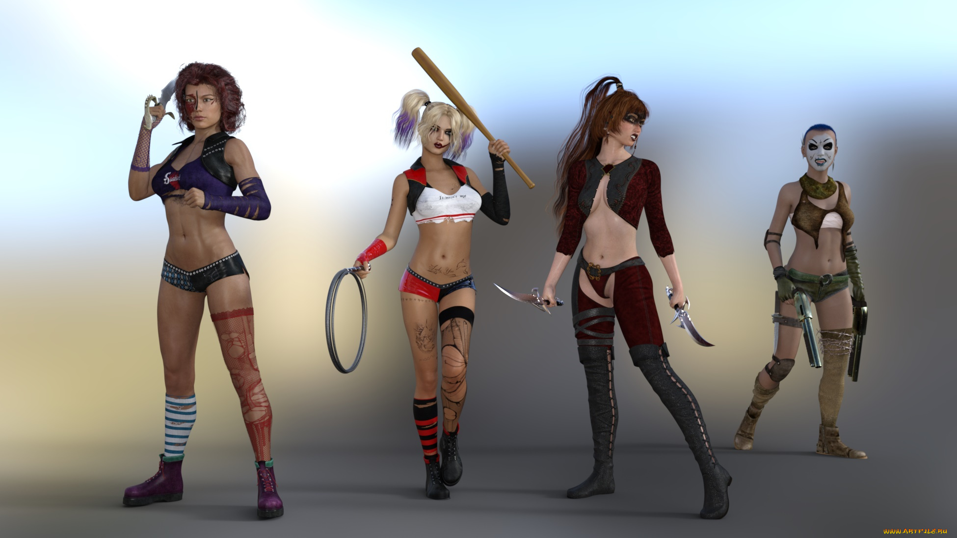 3д, графика, фантазия, , fantasy, девушки, фон, взгляд