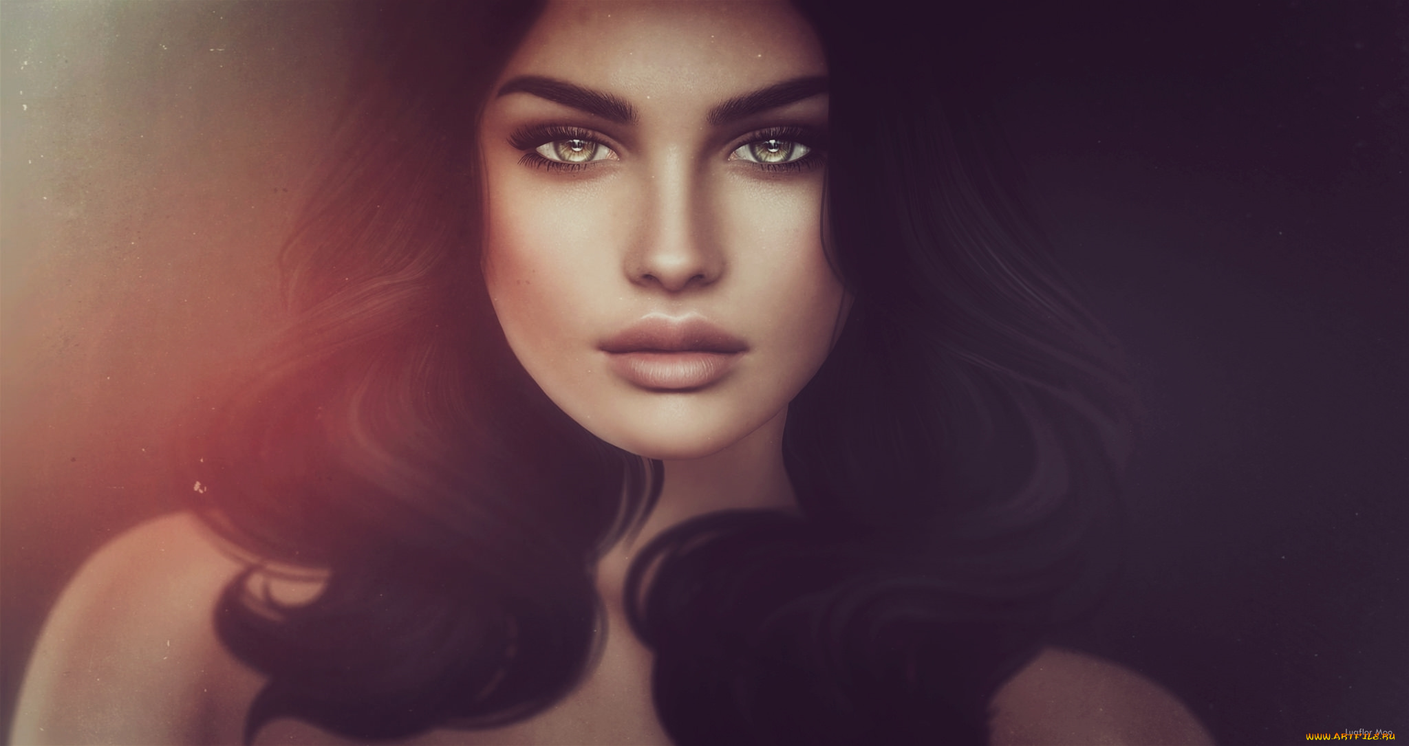 3д, графика, портрет, , portraits, волосы, брюнетка, девушка, красавица