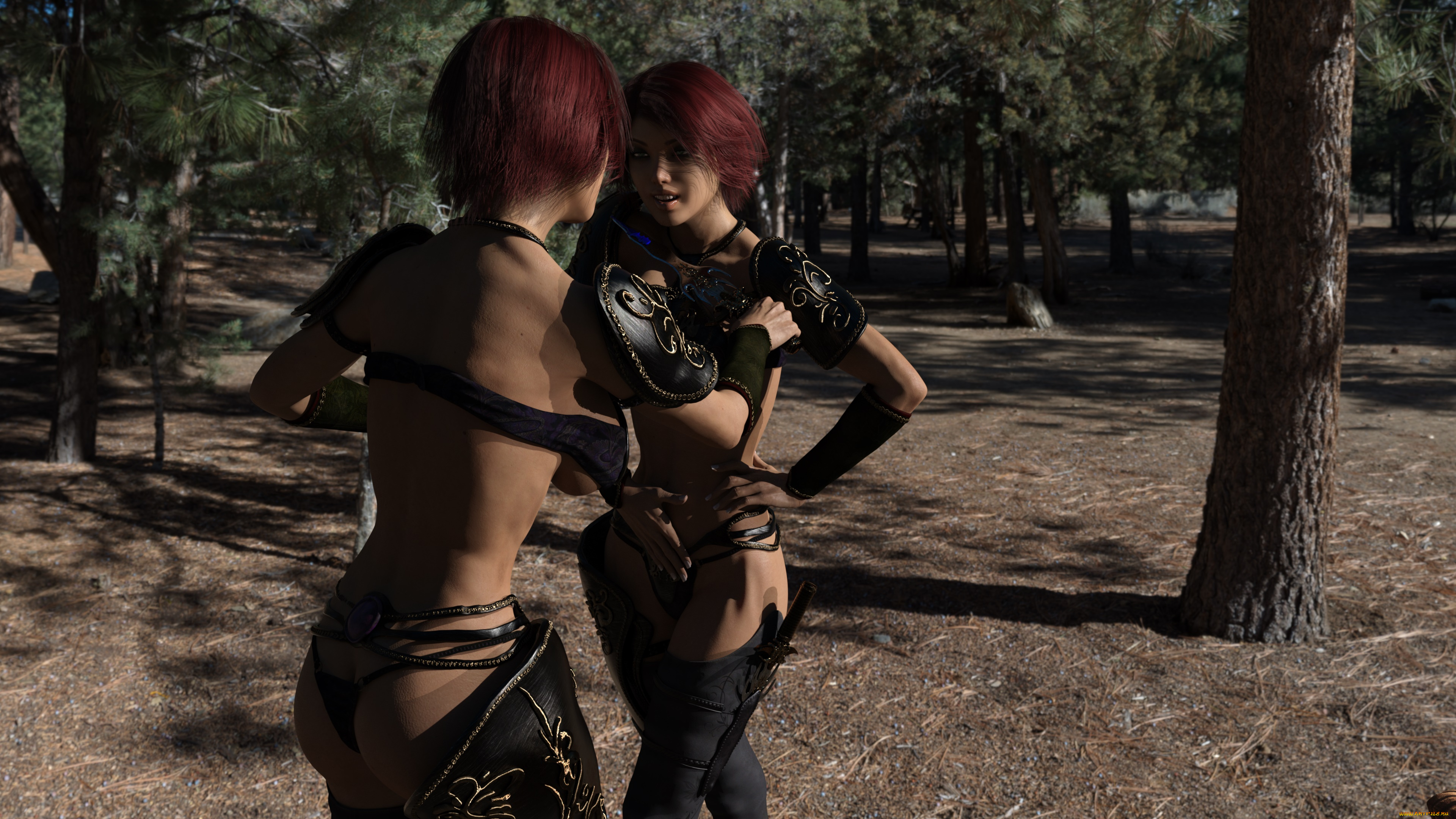 3д, графика, фантазия, , fantasy, девушки, фон, взгляд