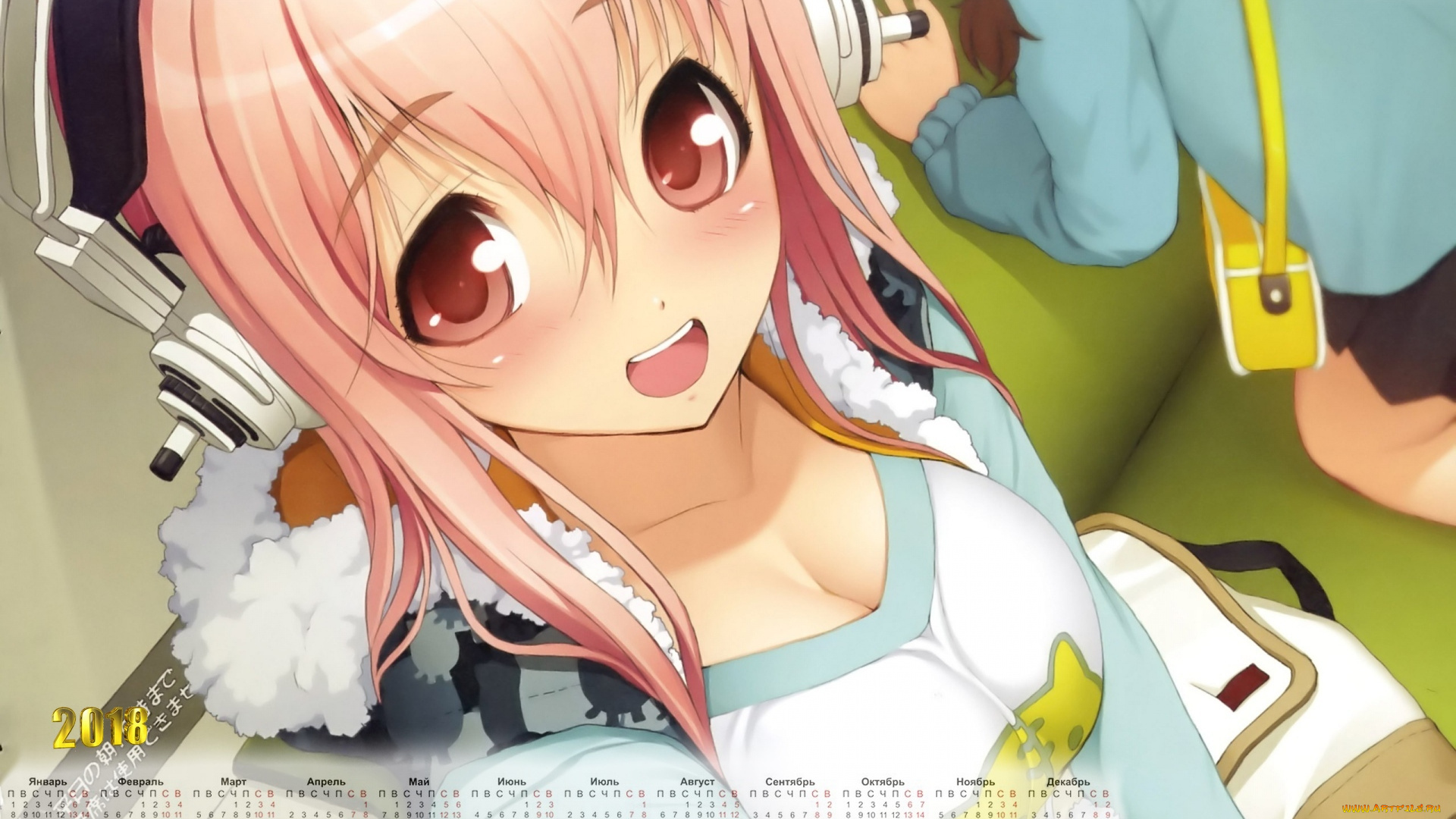 календари, аниме, наушники, взгляд, девочка