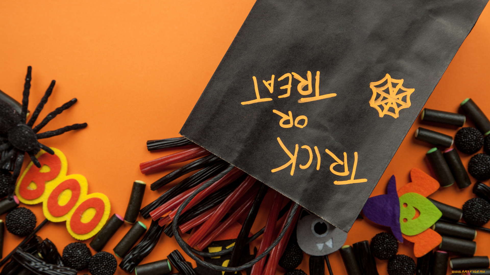 праздничные, хэллоуин, надпись, сумка, праздник, сладости