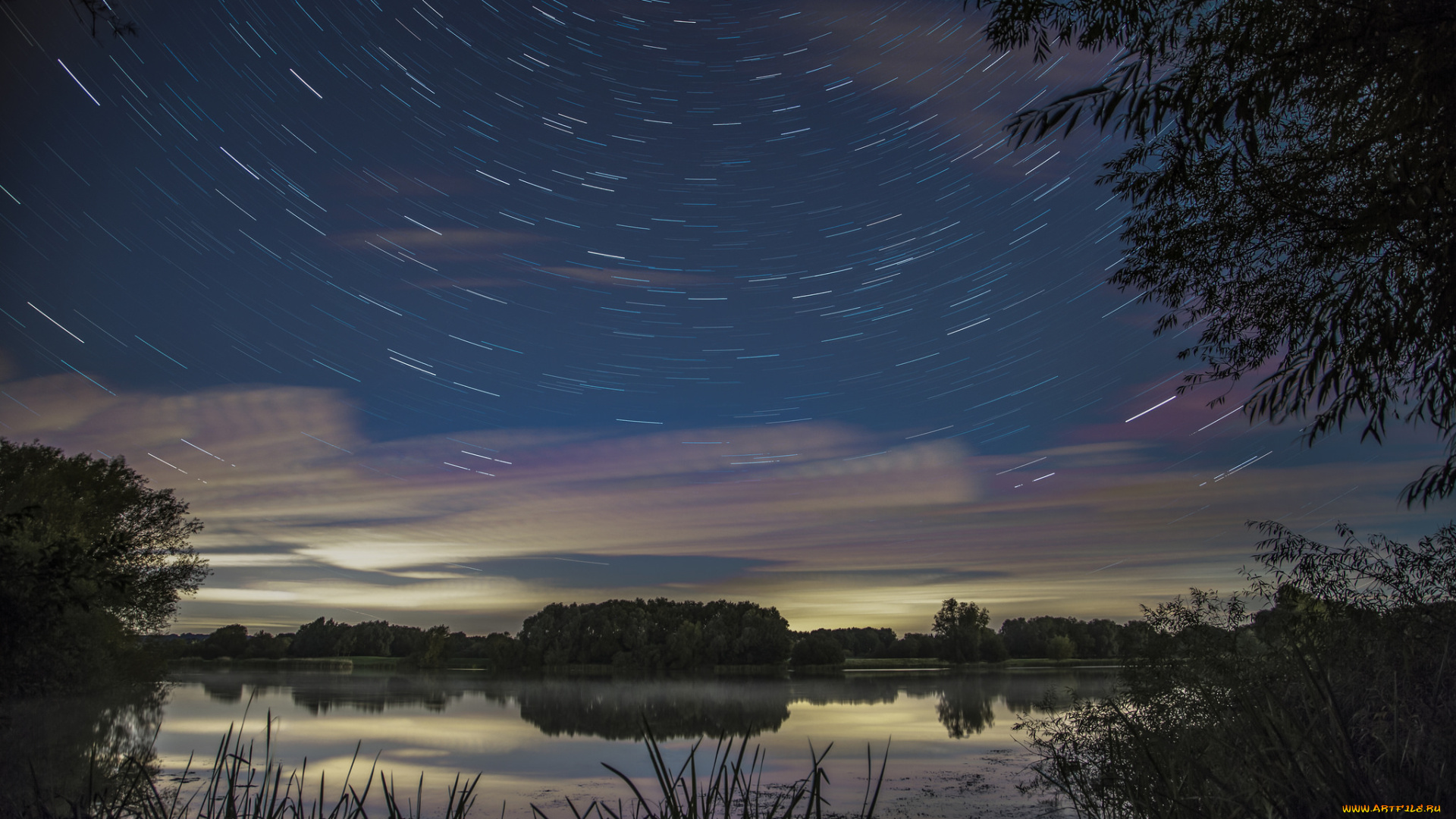 природа, реки, озера, ночь