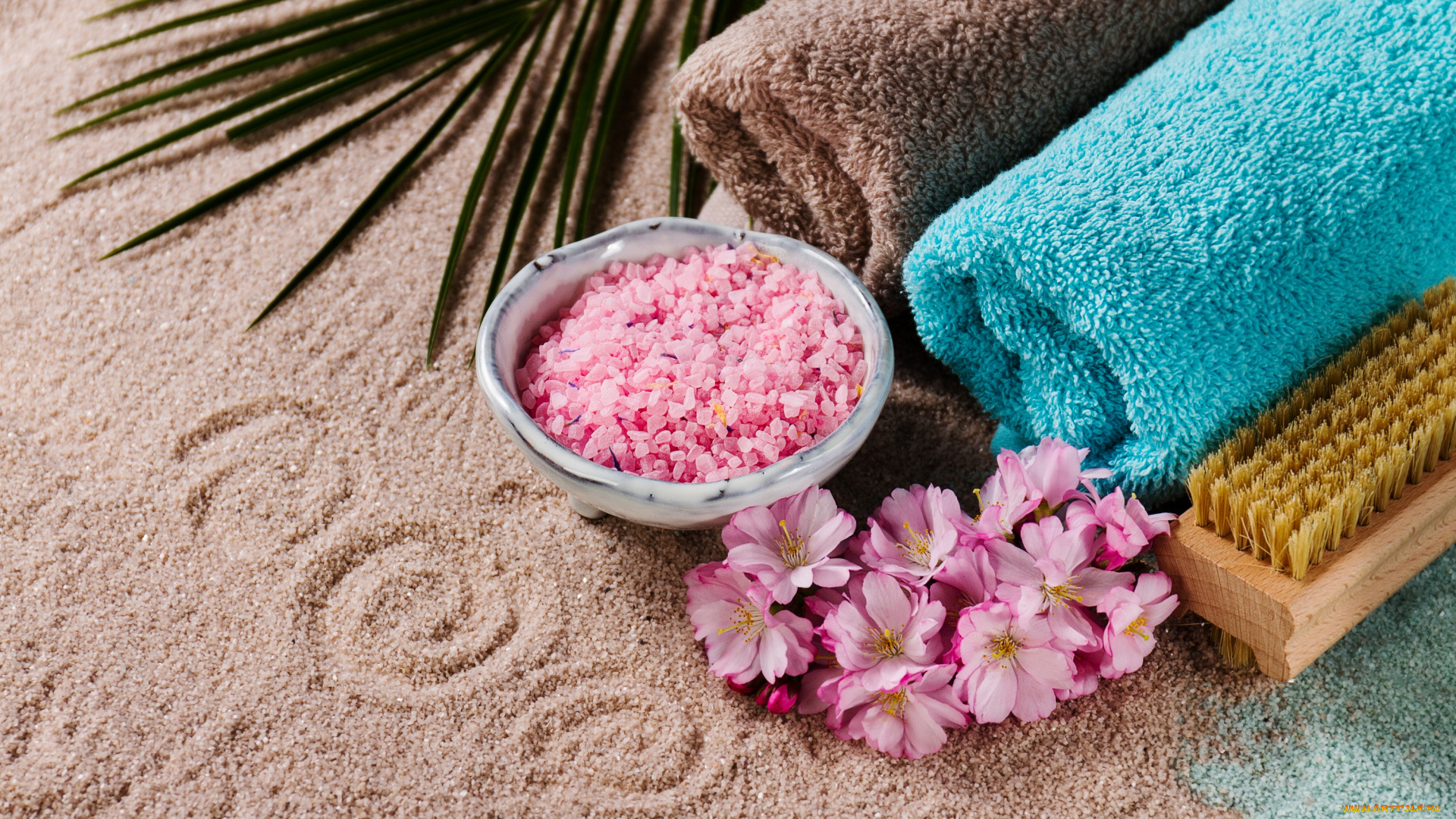 разное, косметические, средства, , духи, щетка, соль, цветы, полотенце, песок