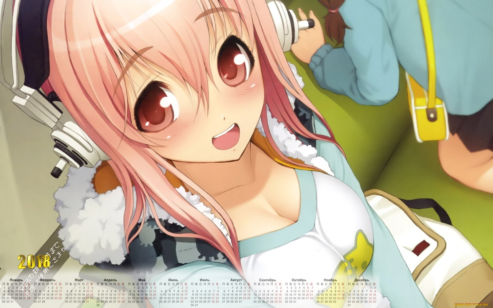 календари, аниме, наушники, взгляд, девочка