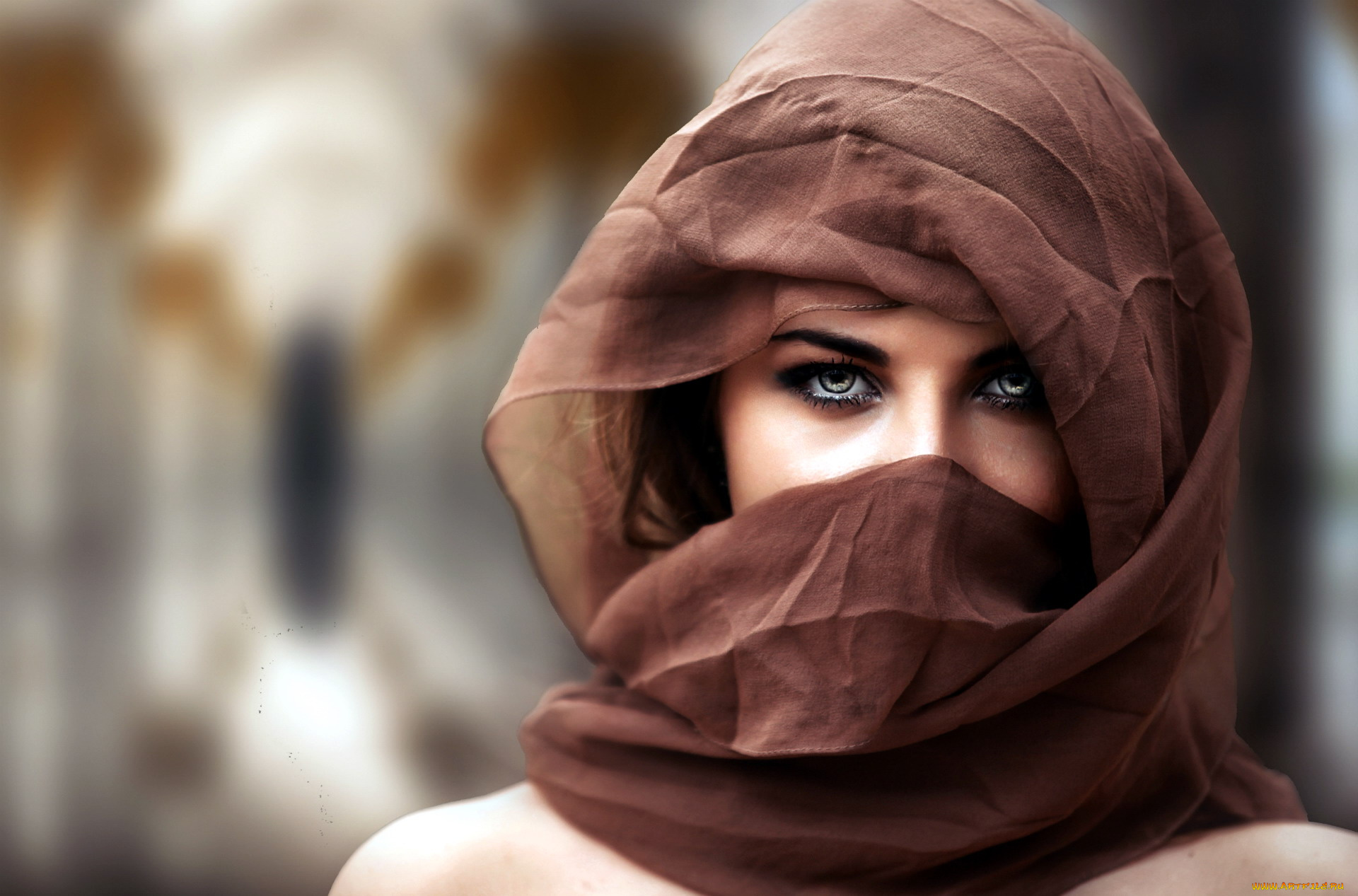 разное, глаза, макияж, шарф