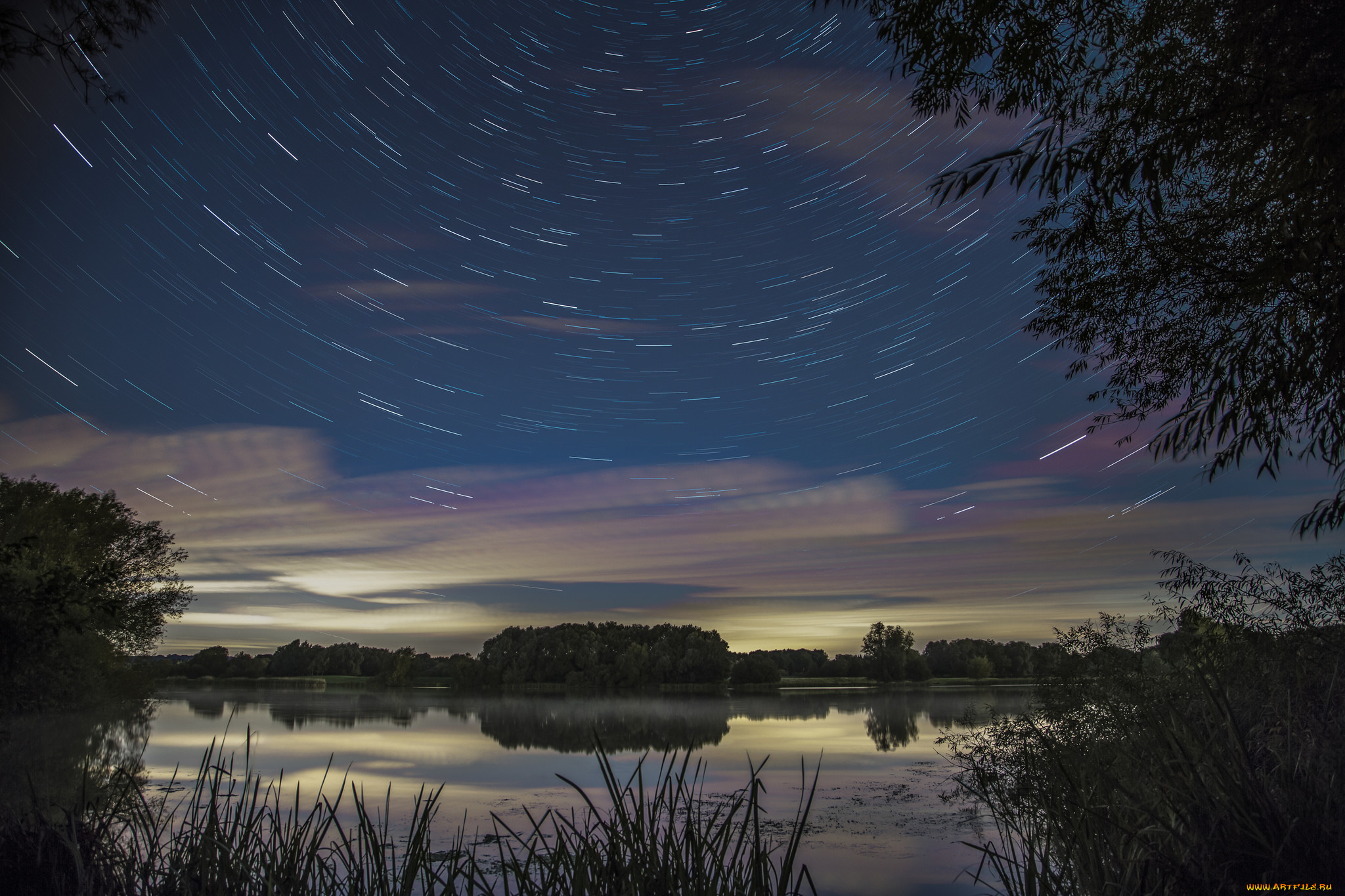 природа, реки, озера, ночь