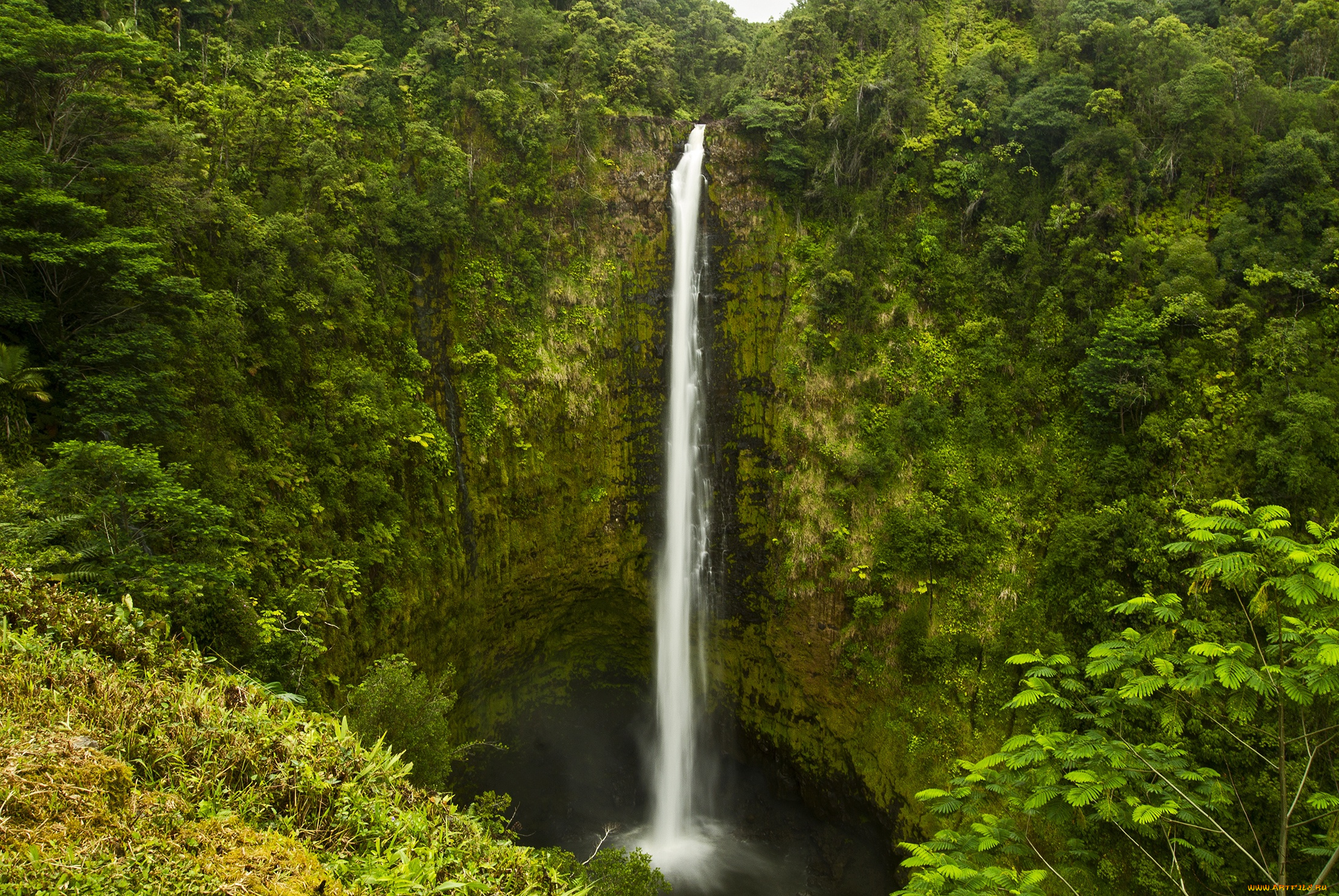 природа, водопады, поток, скала
