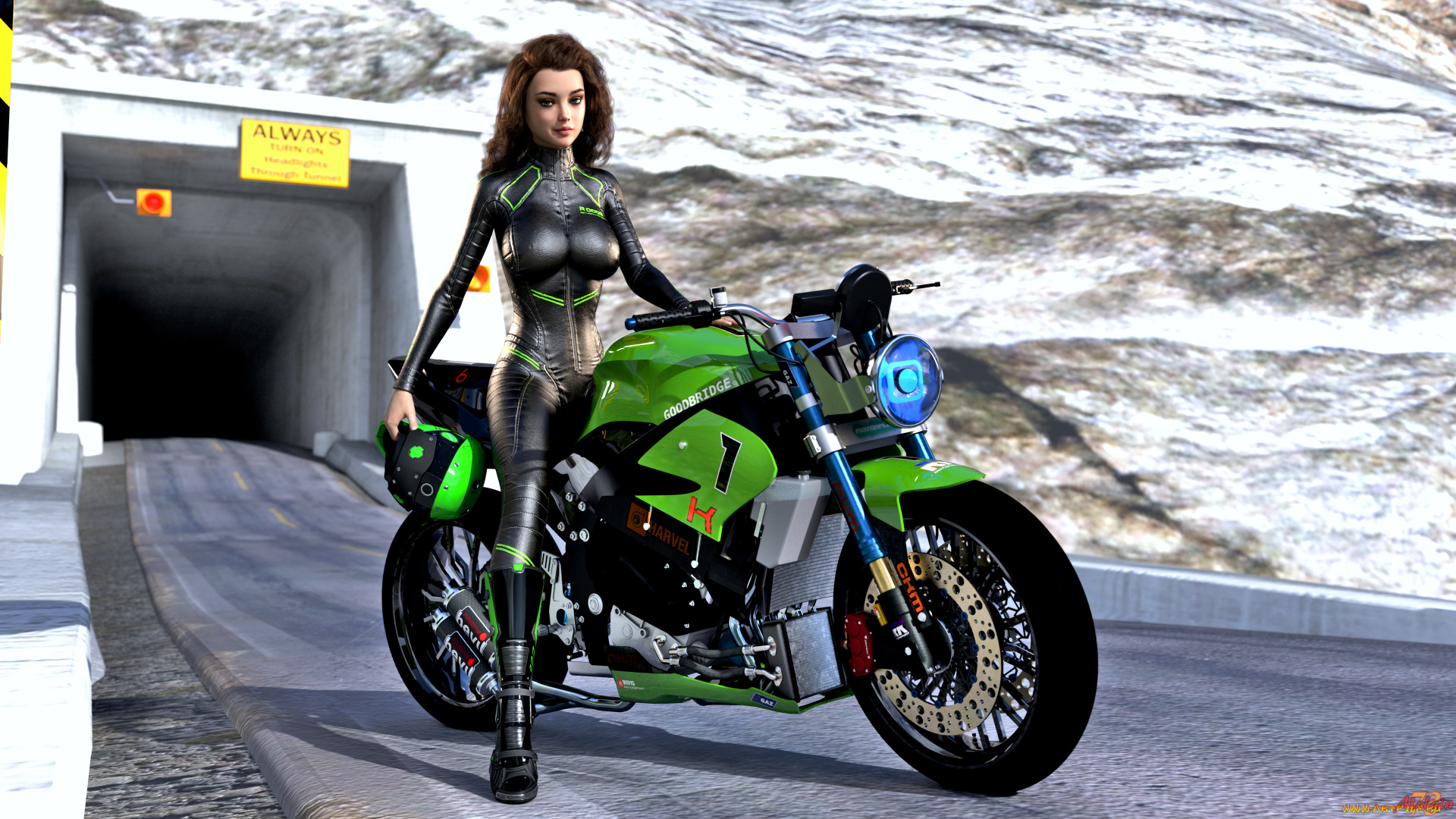 3д, графика, люди-авто, мото, , people-, car, , , moto, фон, взгляд, девушка