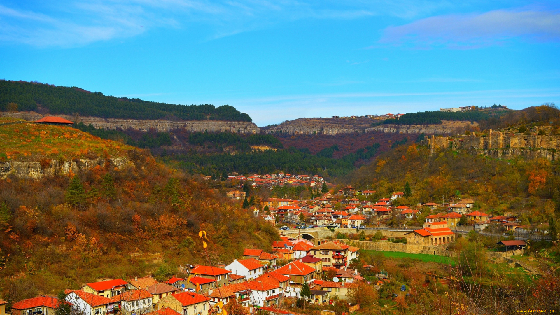 города, -, панорамы, мост, дома, panorama, болгария, bridge, nature, крыши, панорама, bulgaria
