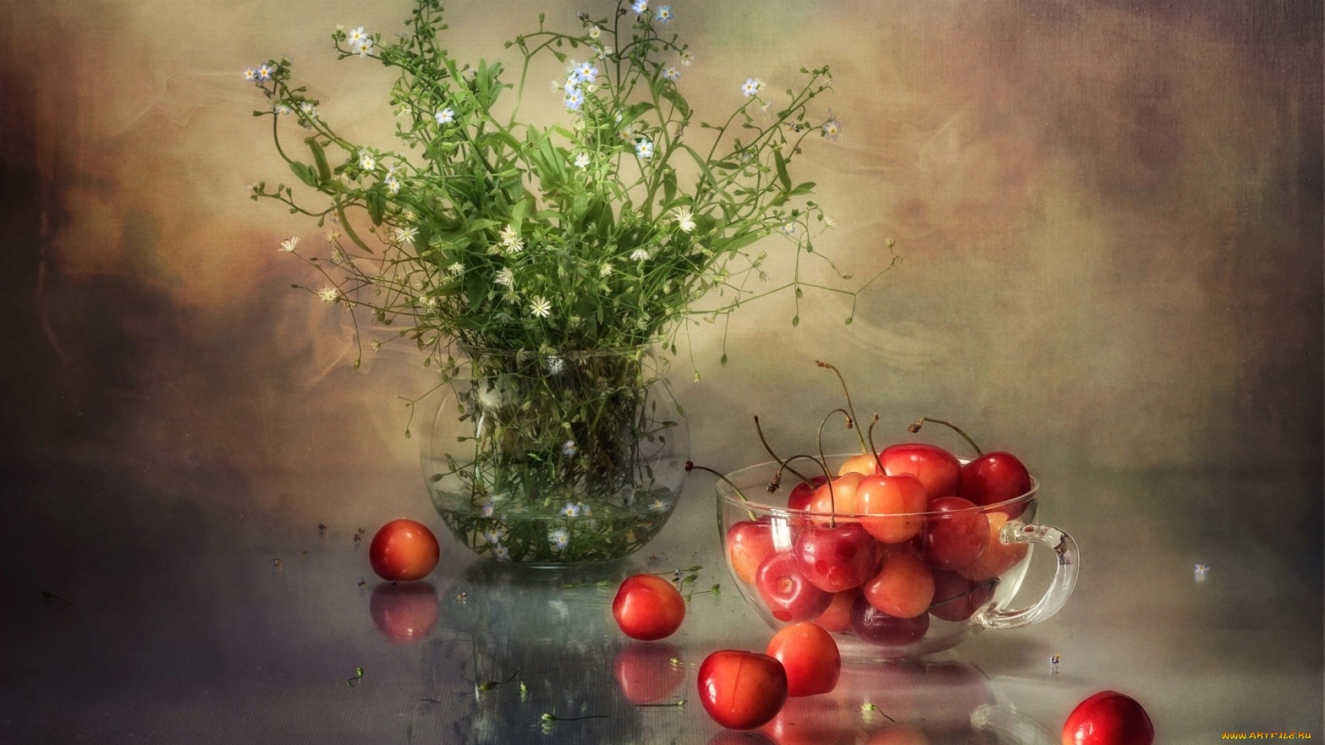 еда, вишня, , черешня, ягоды, черешня, букетик