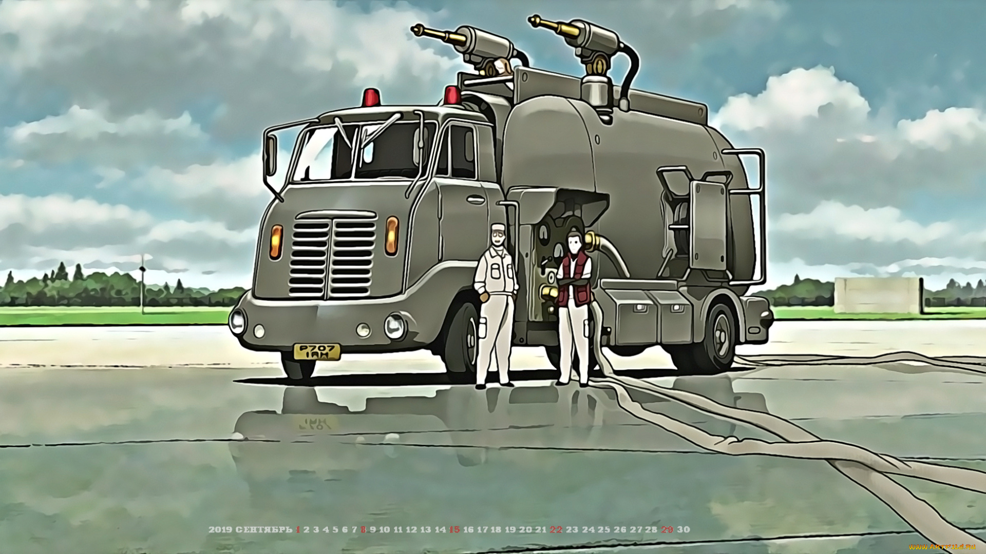 календари, аниме, 2019, calendar, улица, мужчина, шланг, автомобиль