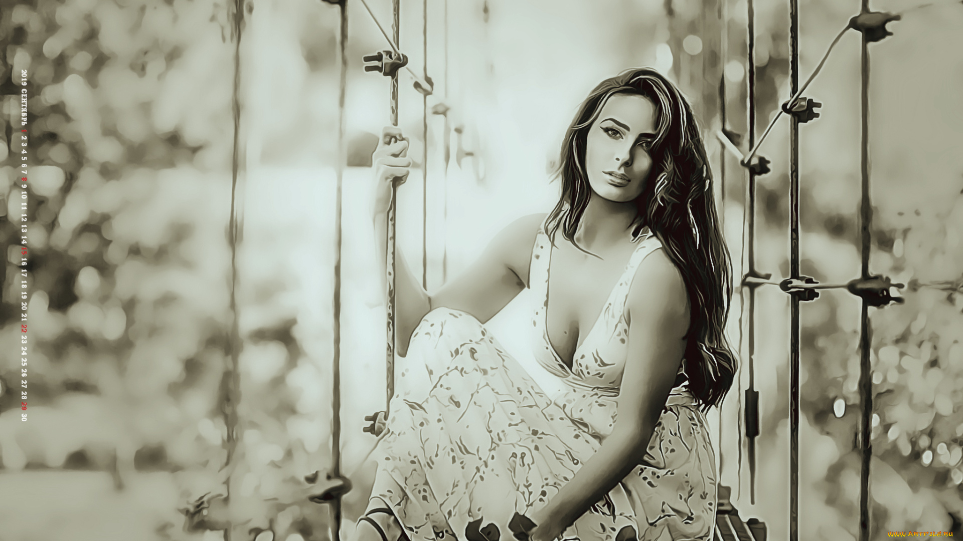 календари, компьютерный, дизайн, 2019, calendar, женщина, девушка, взгляд, цветы