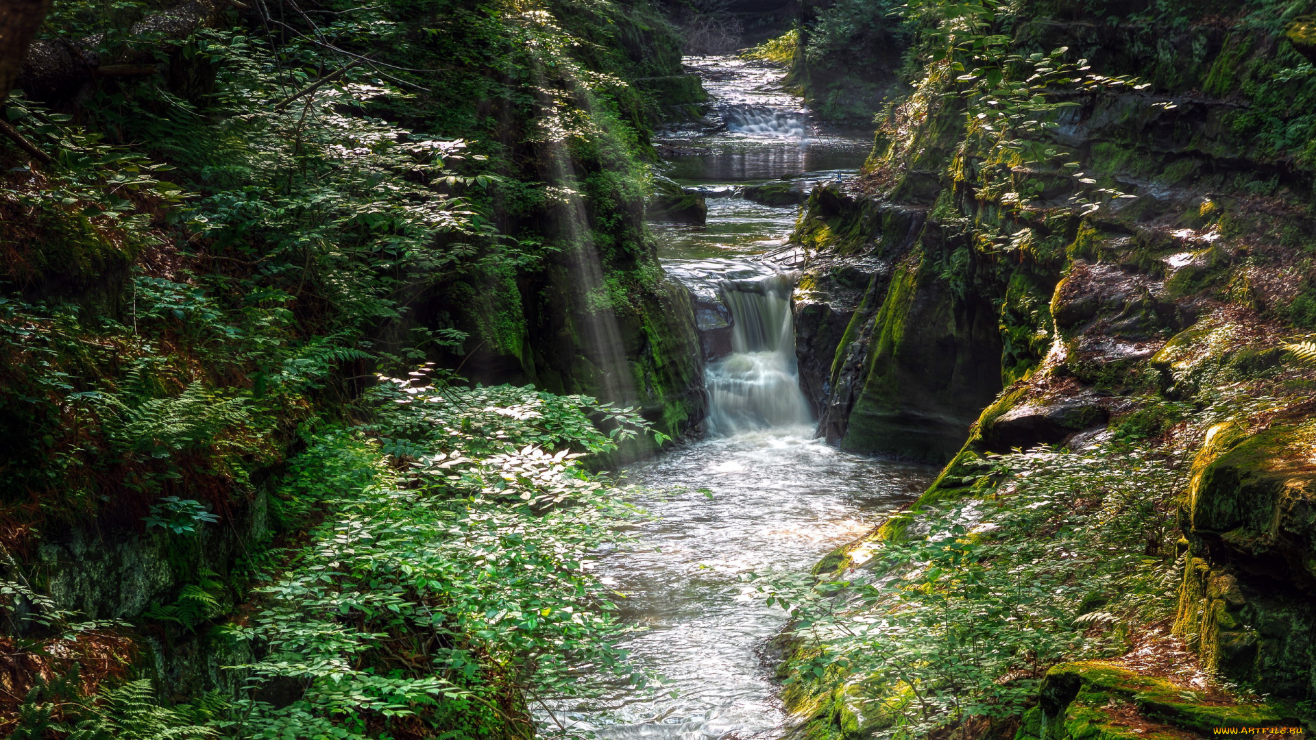 природа, водопады, вода, водопад, поток