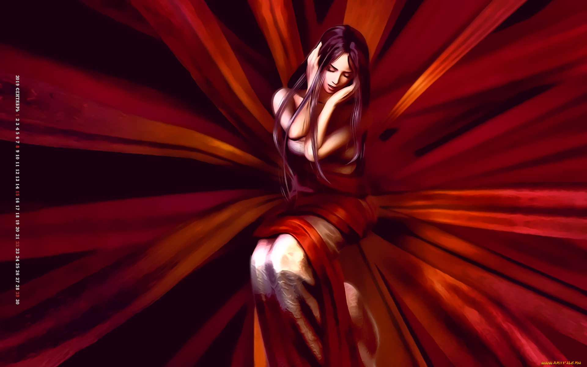 календари, рисованные, , векторная, графика, calendar, 2019, ткань, девушка