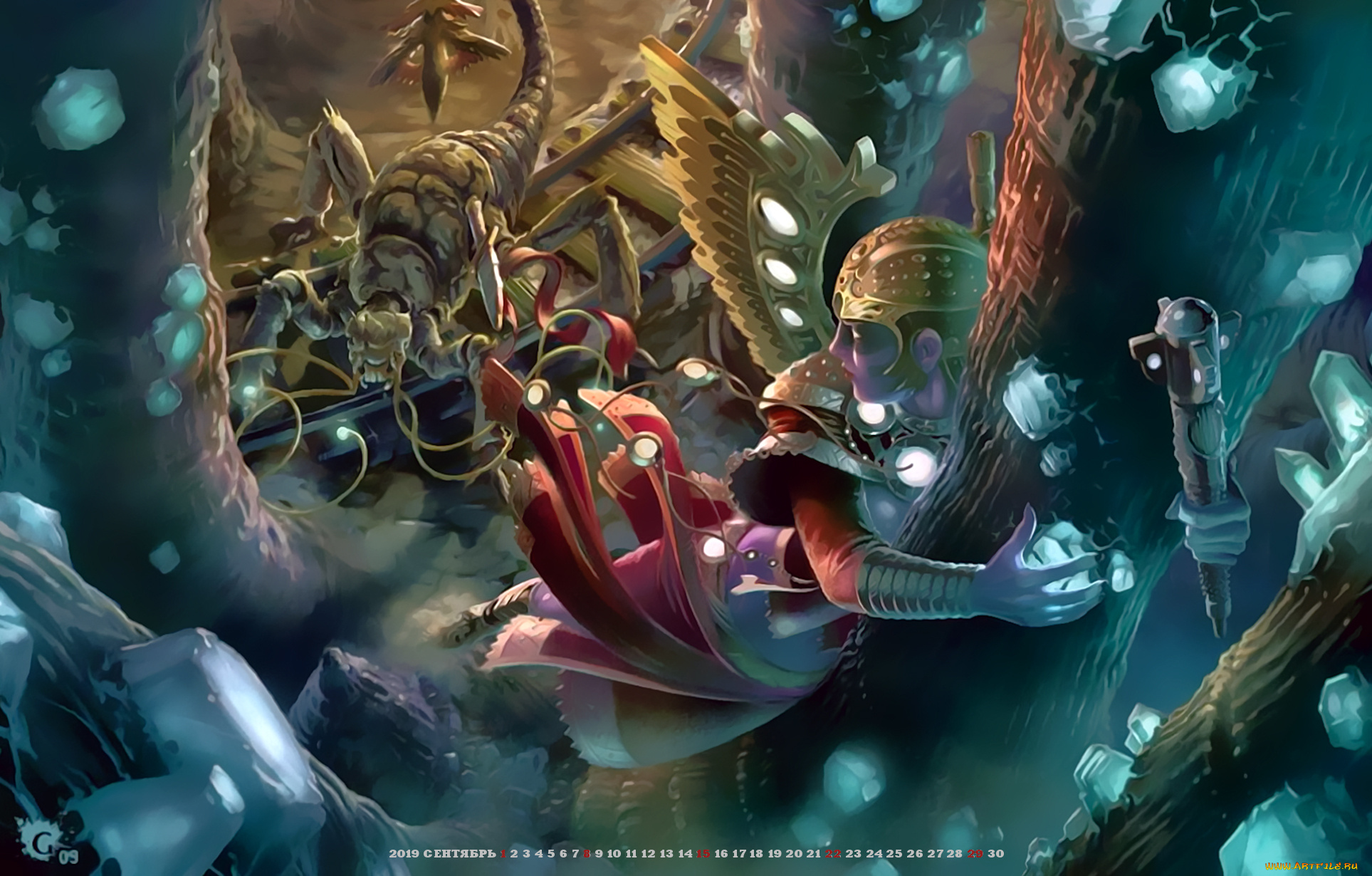 календари, фэнтези, 2019, существо, крылья, скорпион, calendar