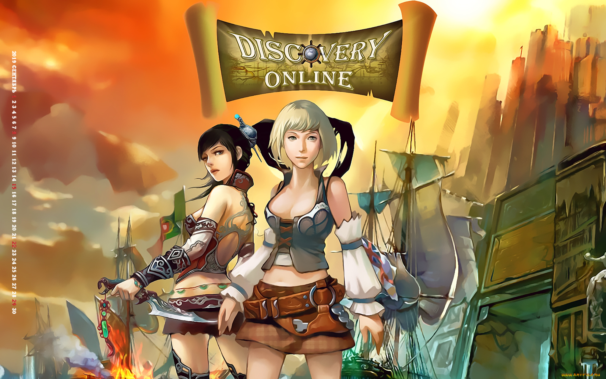 календари, видеоигры, девушка, двое, оружие, calendar, 2019