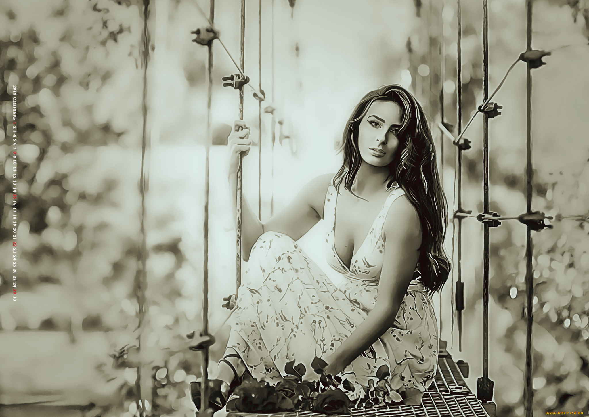 календари, компьютерный, дизайн, 2019, calendar, женщина, девушка, взгляд, цветы