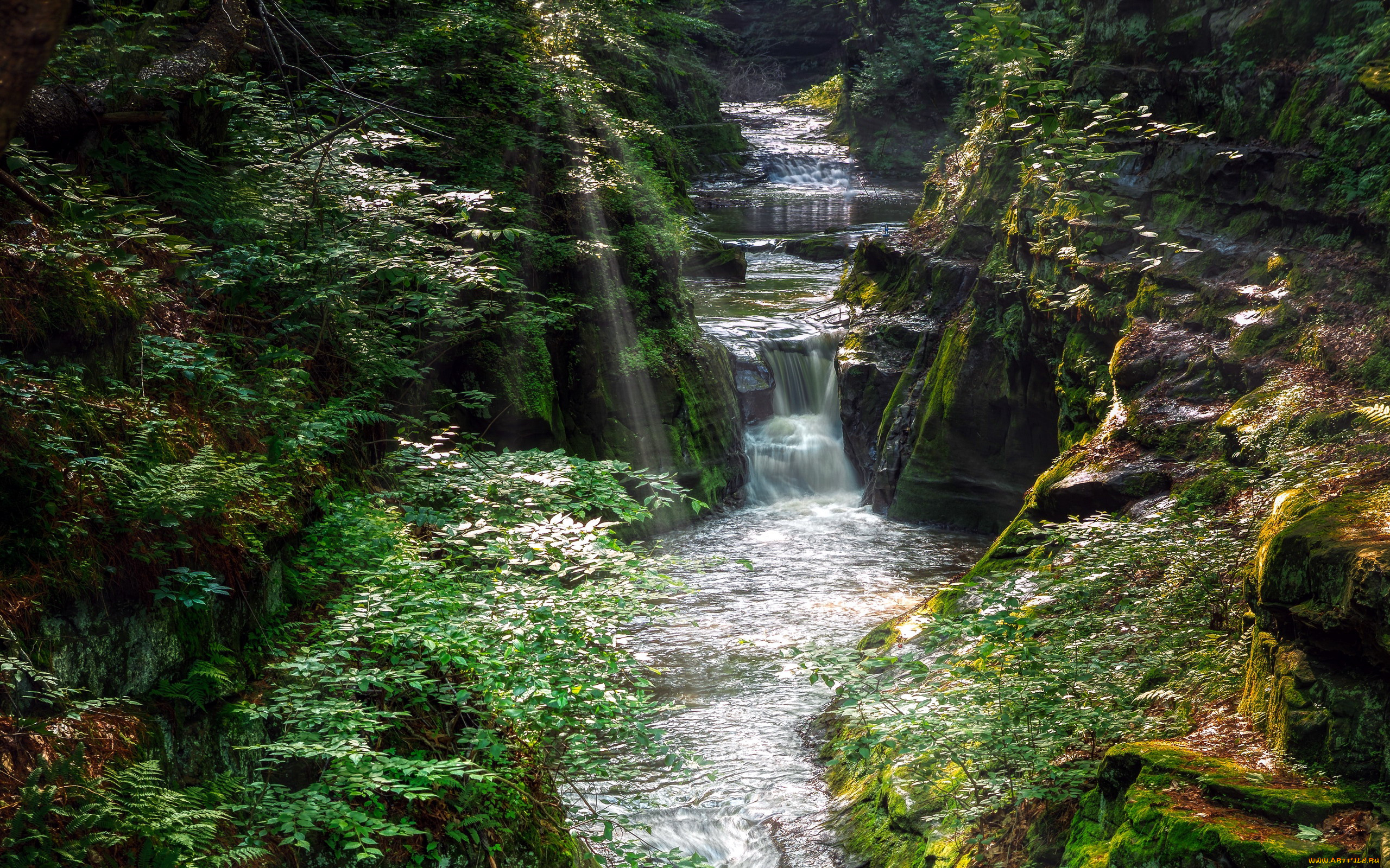 природа, водопады, вода, водопад, поток