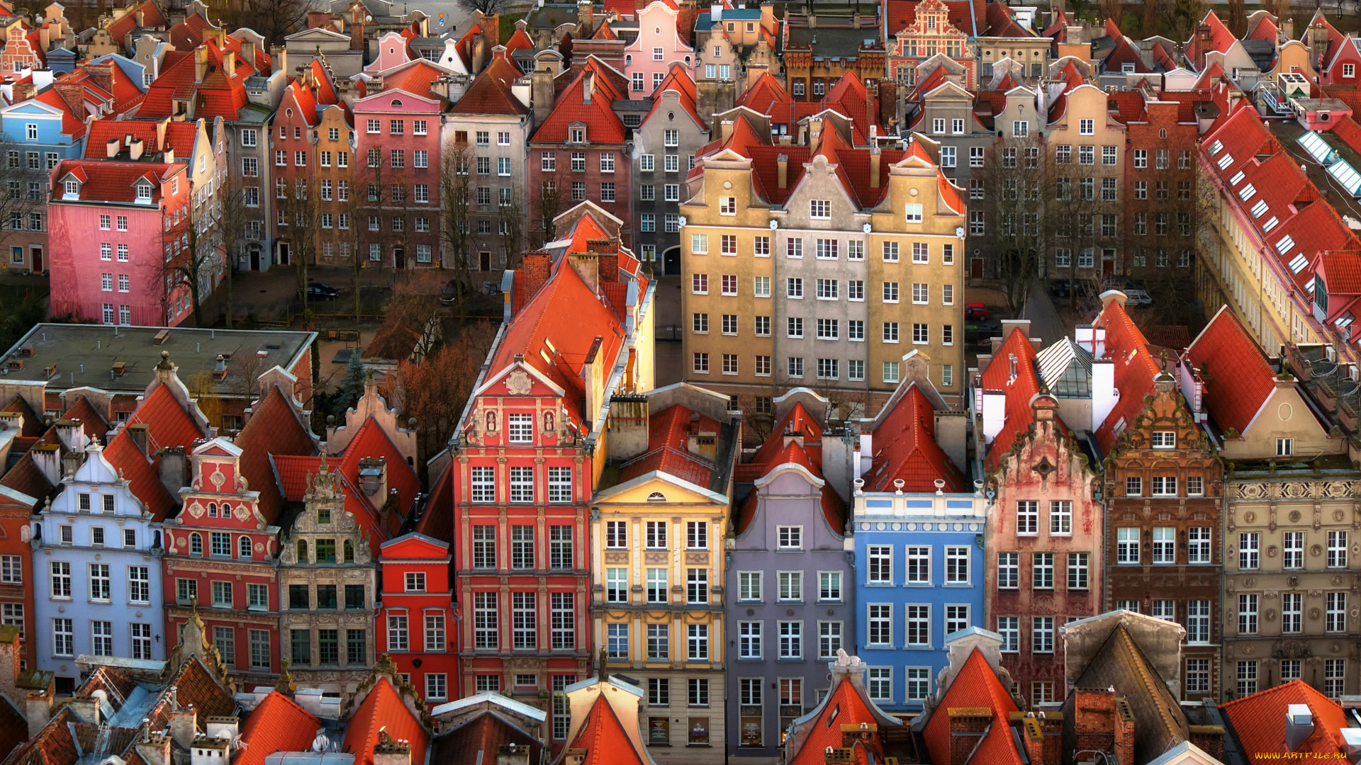 города, гданьск, , польша, панорама