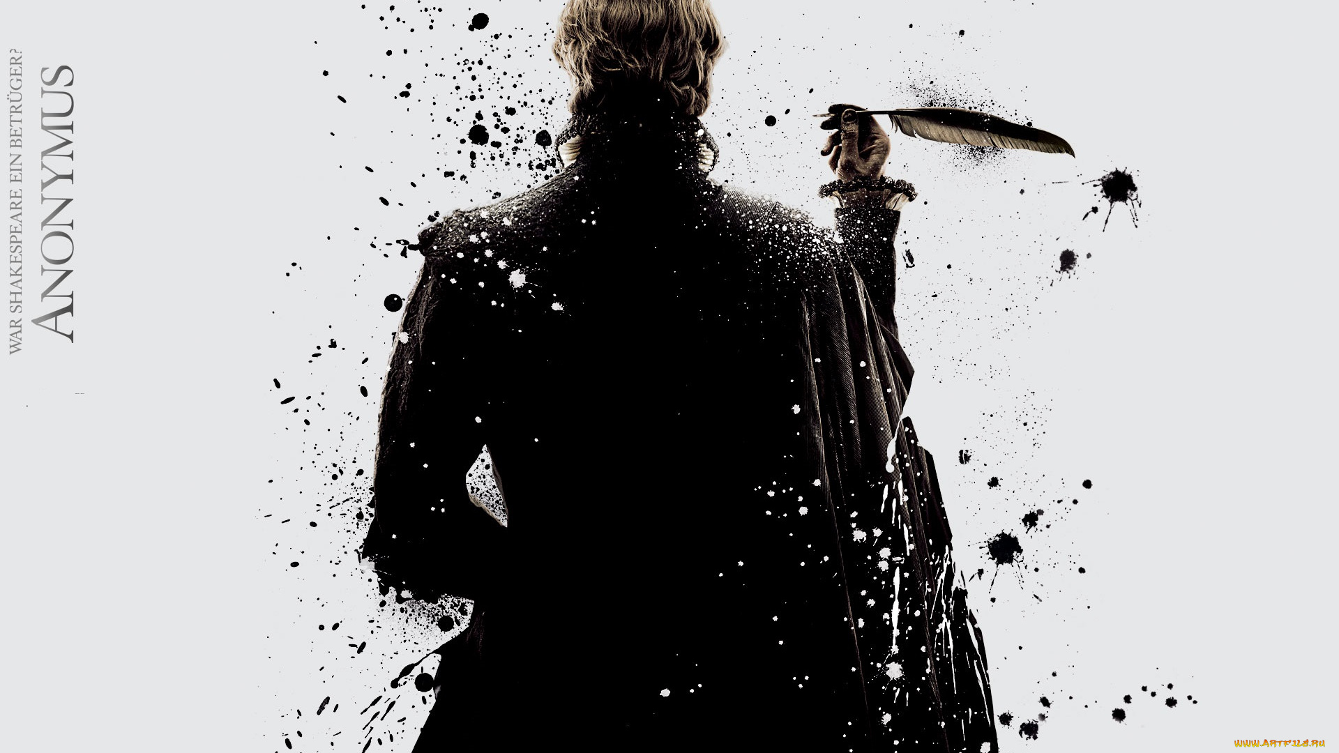 кино, фильмы, anonymous, мужчина, спина, перо, чернила, кляксы