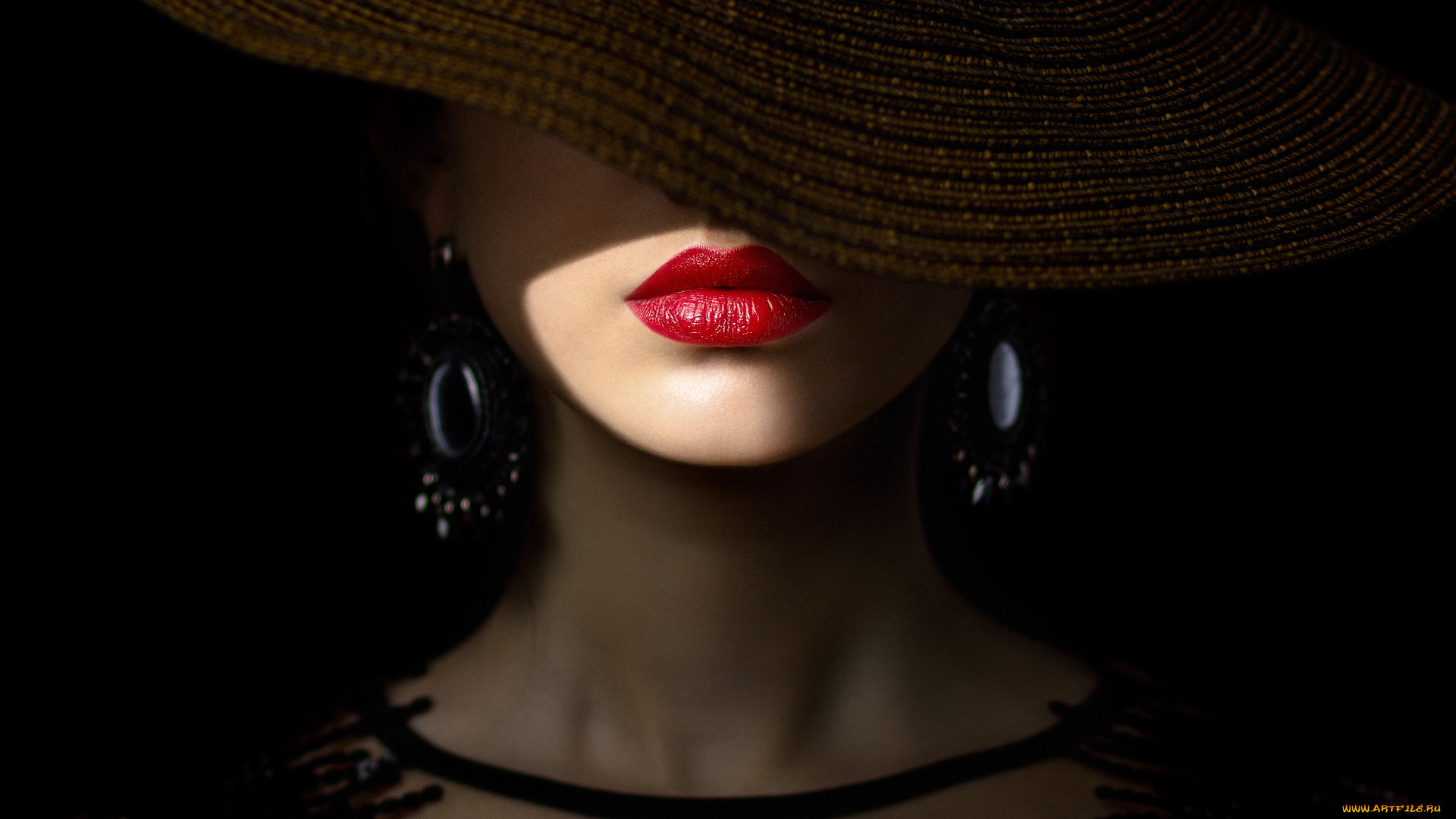 разное, губы, серьги, помада, шляпа