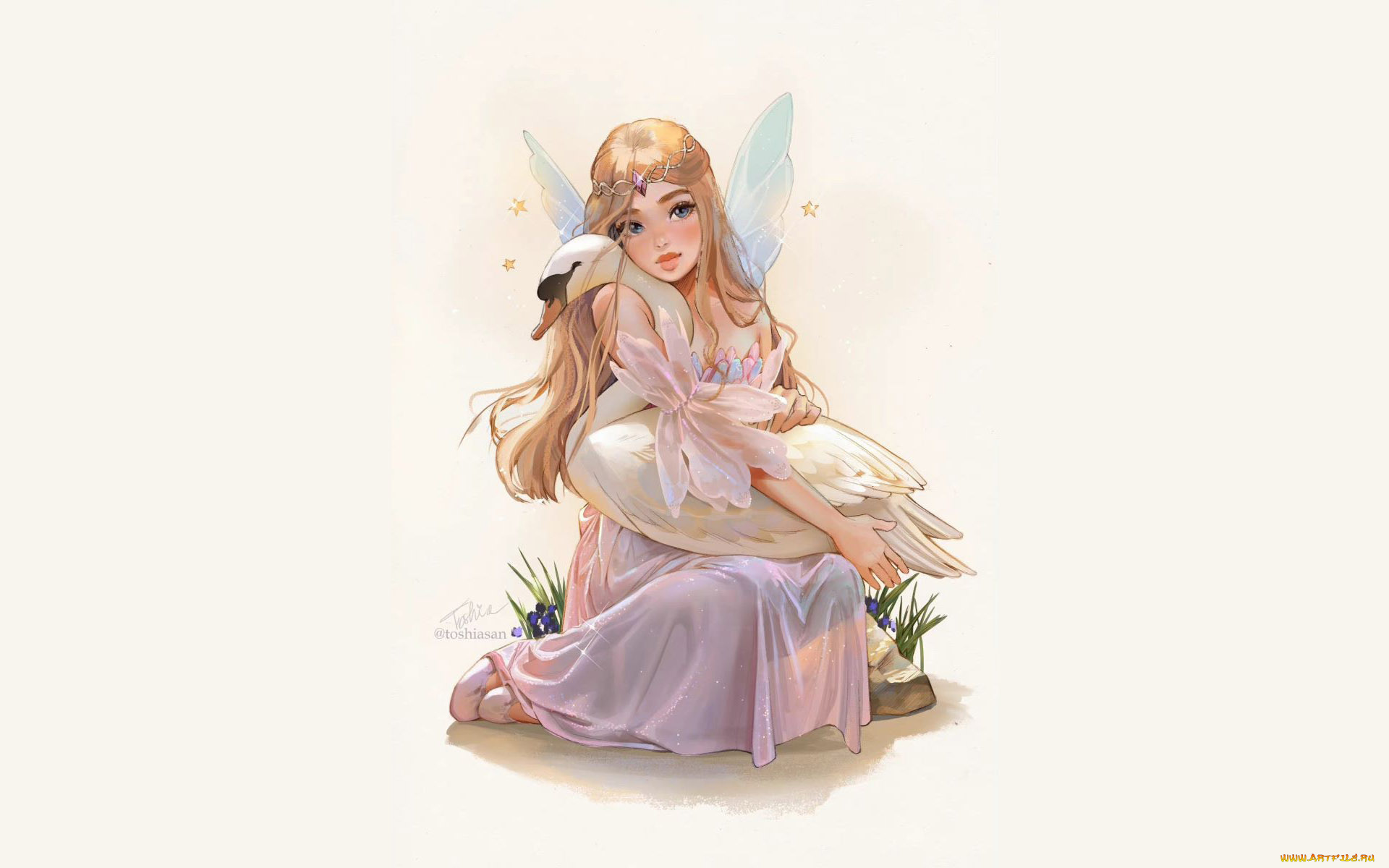 фэнтези, феи, девушка, фея, лебедь