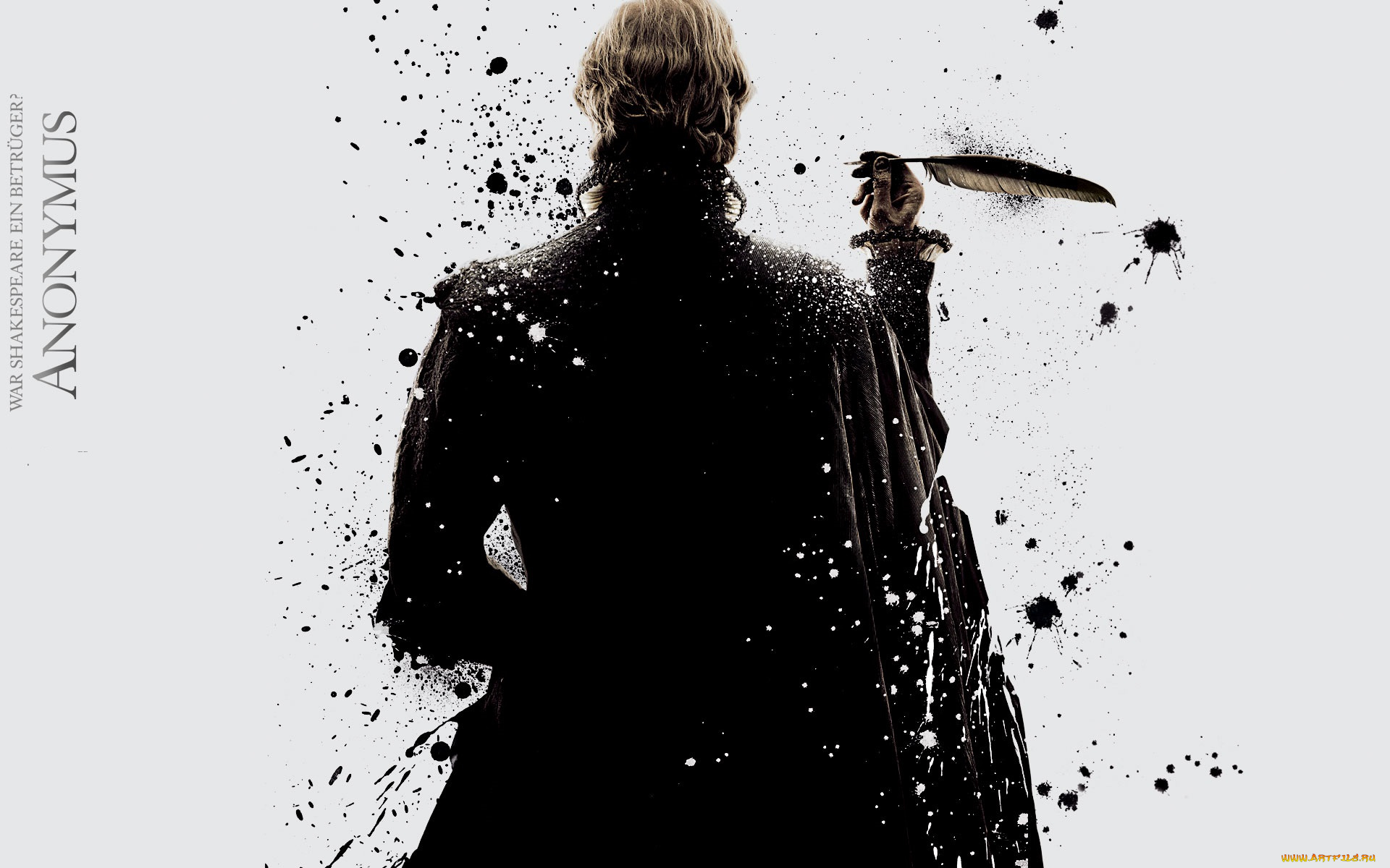 кино, фильмы, anonymous, мужчина, спина, перо, чернила, кляксы