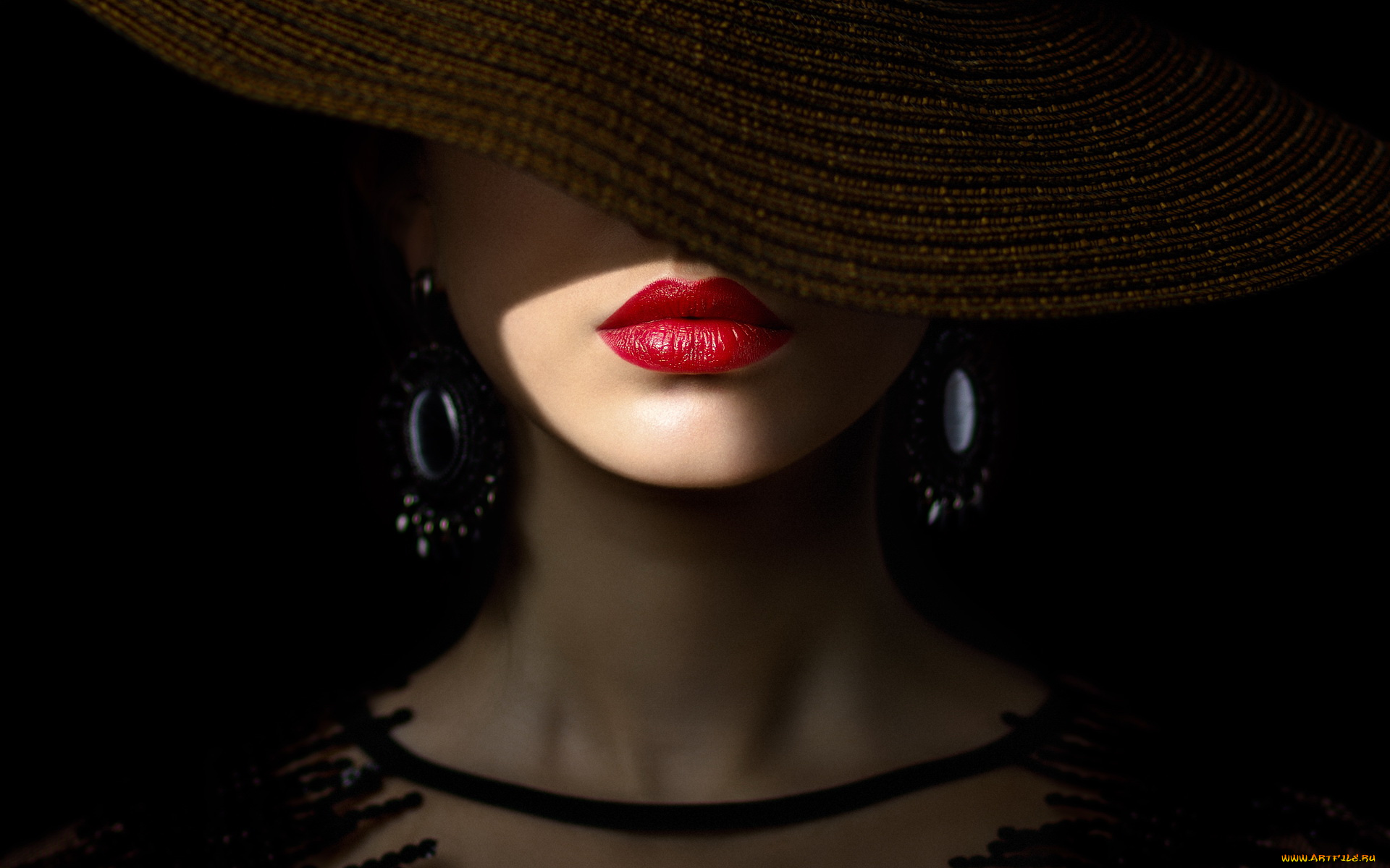 разное, губы, серьги, помада, шляпа