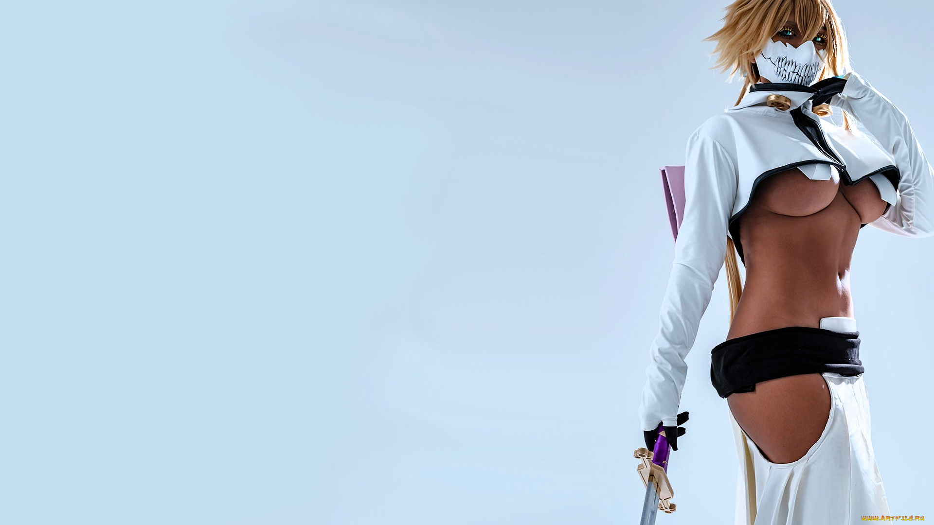 девушки, nonsummerjack, образ, костюм, наряд, косплей, маска, оружие